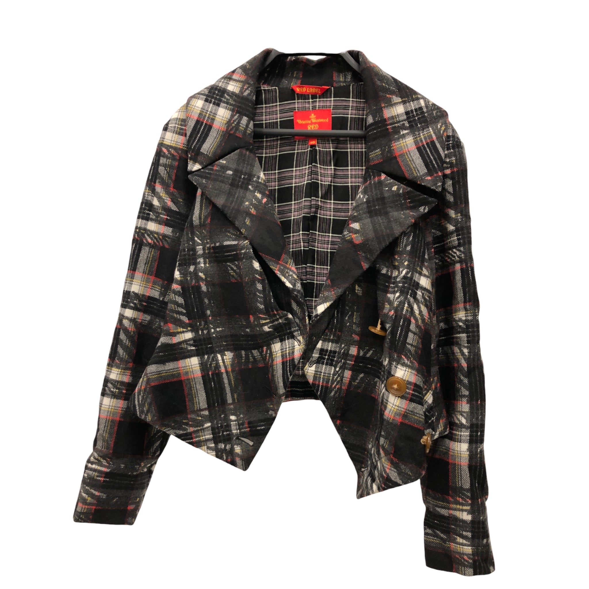 Vivienne Westwood RED LABEL/Tailored Jkt/40/Plaid/Wool/BLK/ view 2