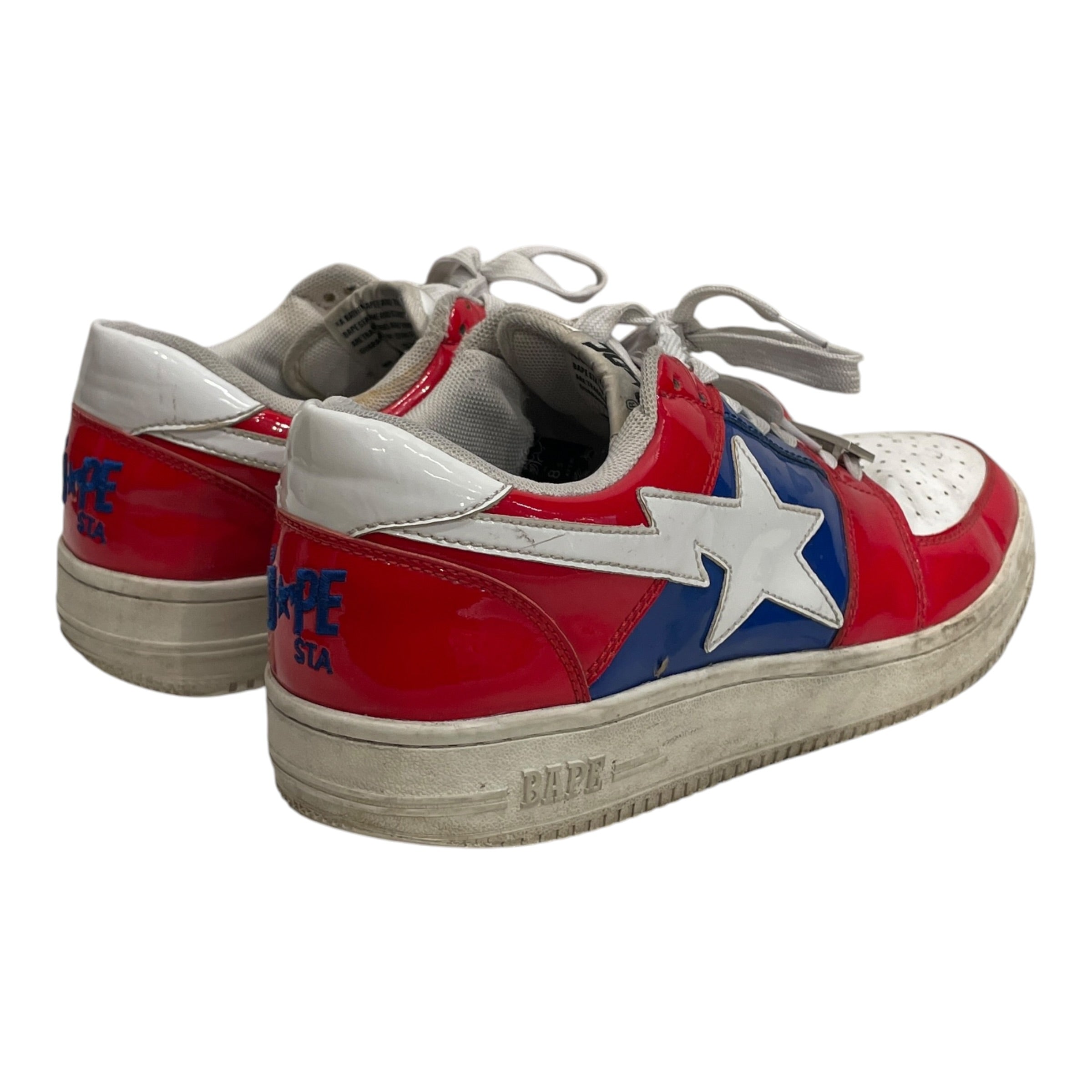 BAPE STA!/Low-Sneakers/US 8.5/Leather/RED/red/wht/blu sneakers view 2
