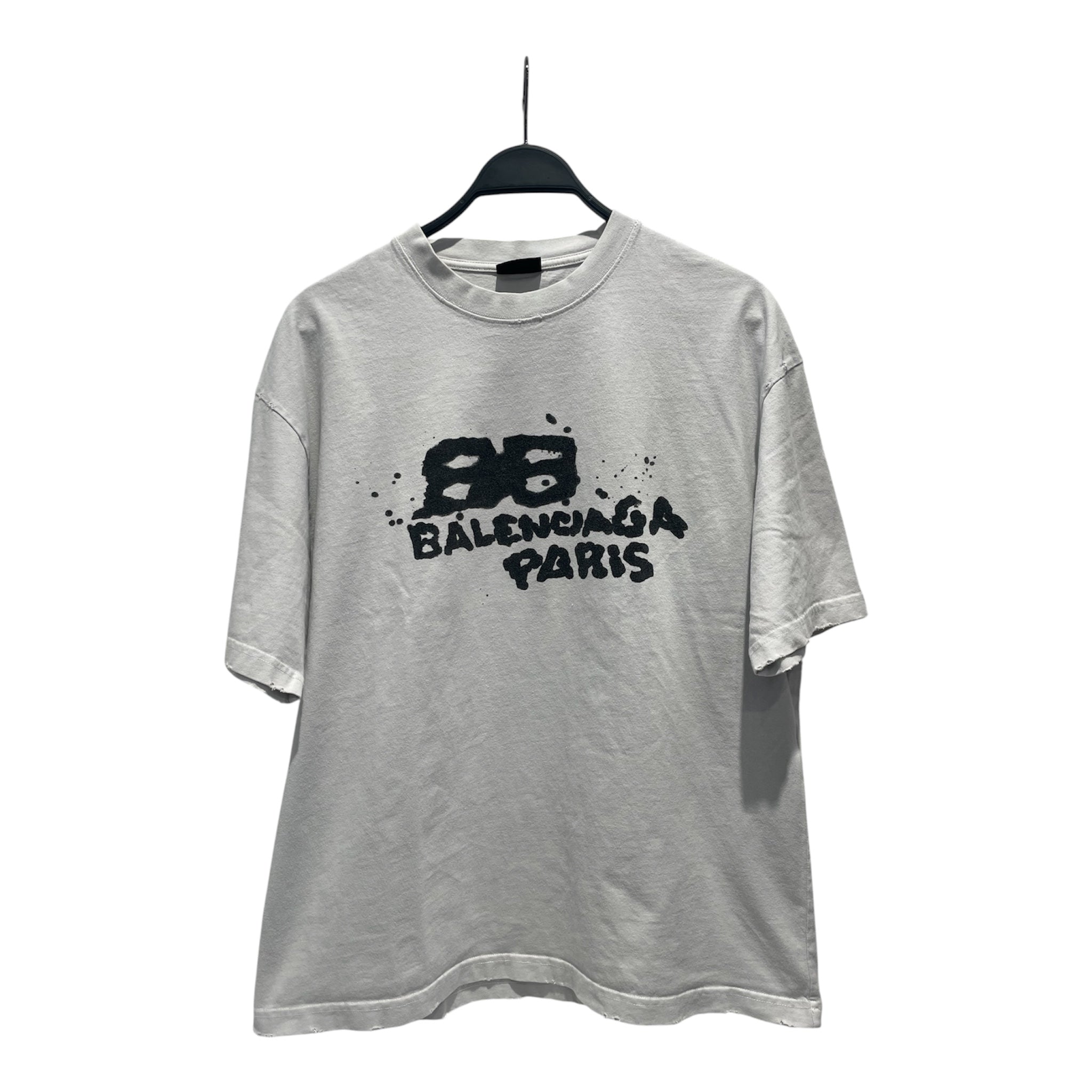 BALENCIAGA/T-Shirt/M/Cotton/WHT/Graphic/ink blot tee view 1