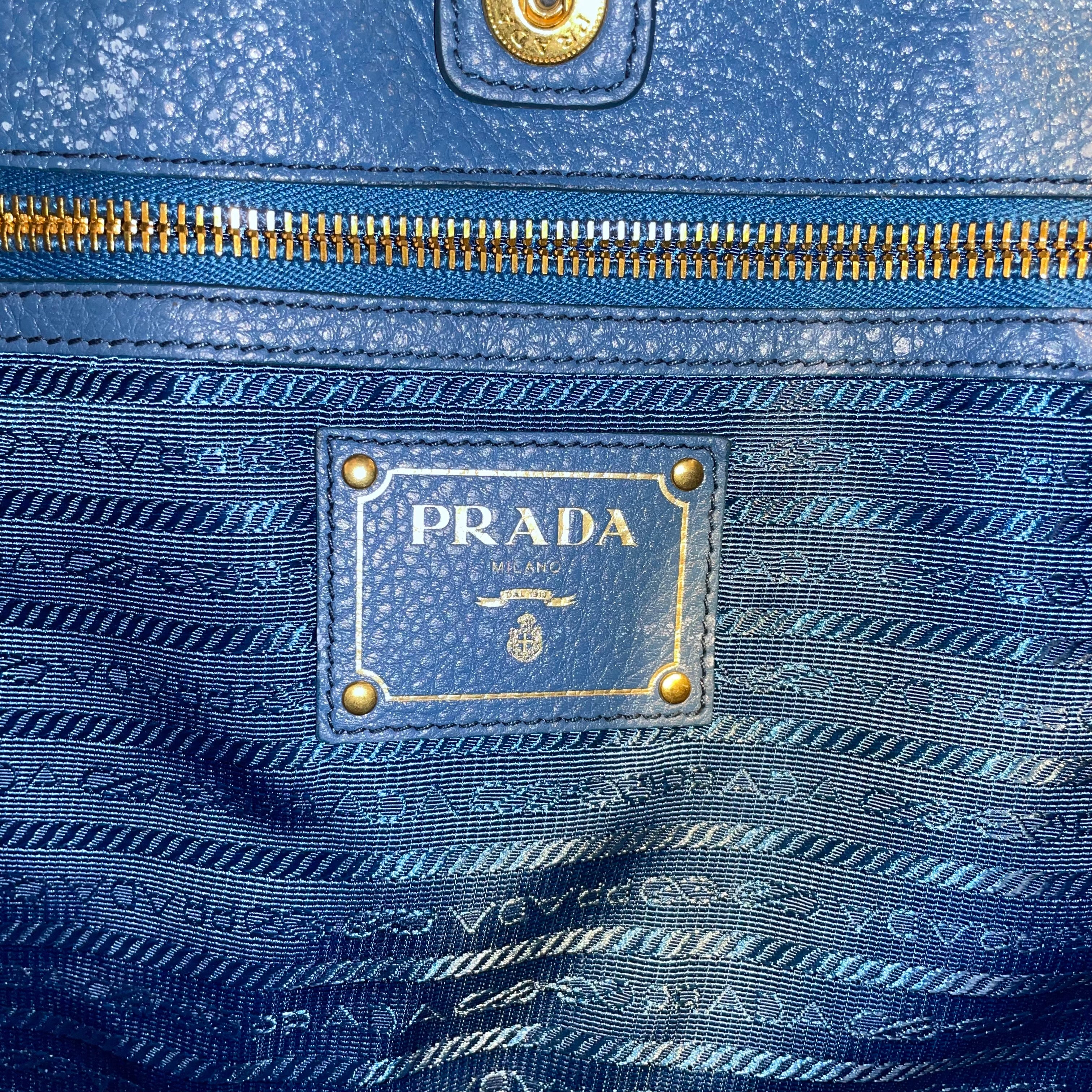 PRADA/Tote Bag/Leather/BLU/leather tote view 4