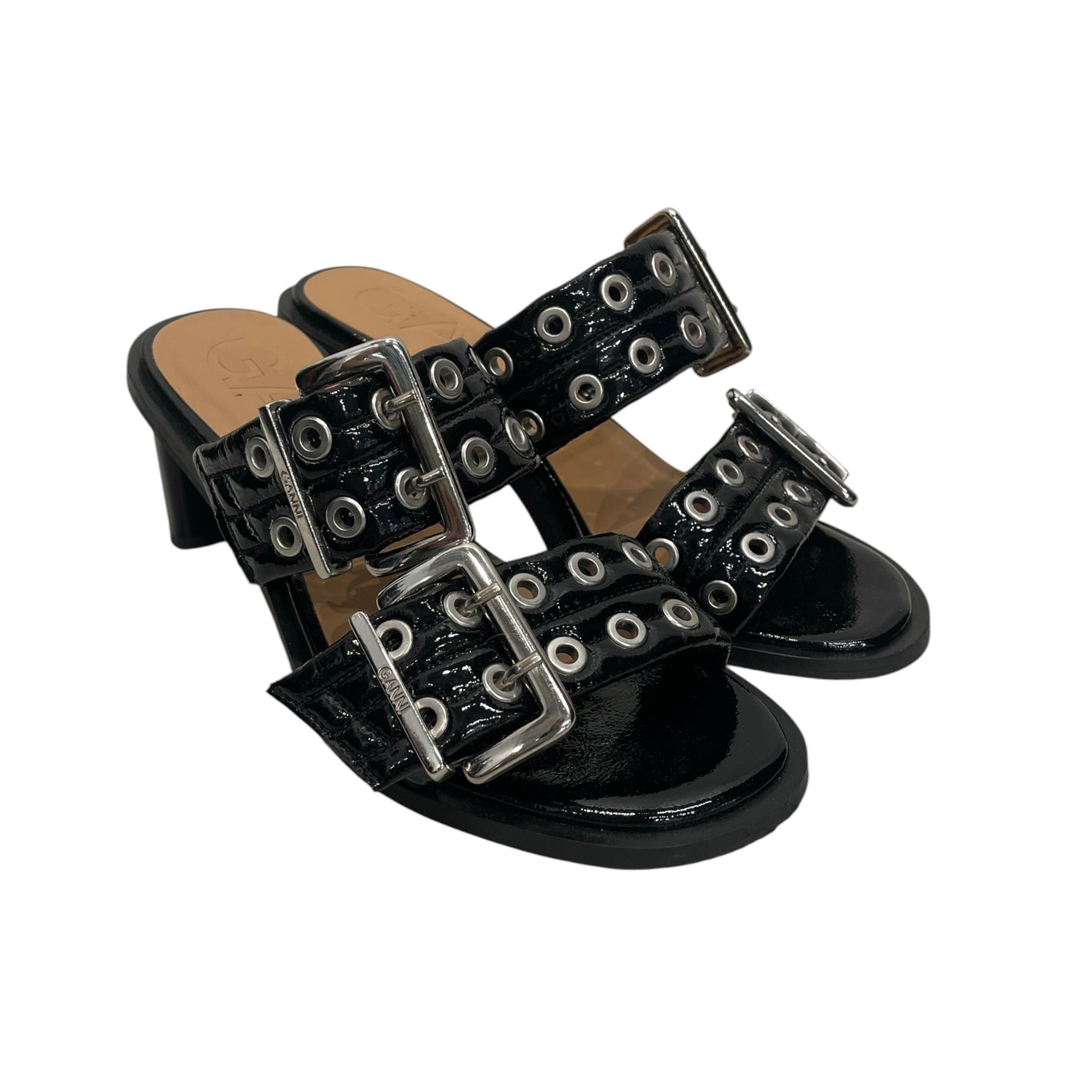 GANNI/Heels/EU 36/Acrylic/BLK/SILER BUCKLE GROMIT HARDWEAR view 1