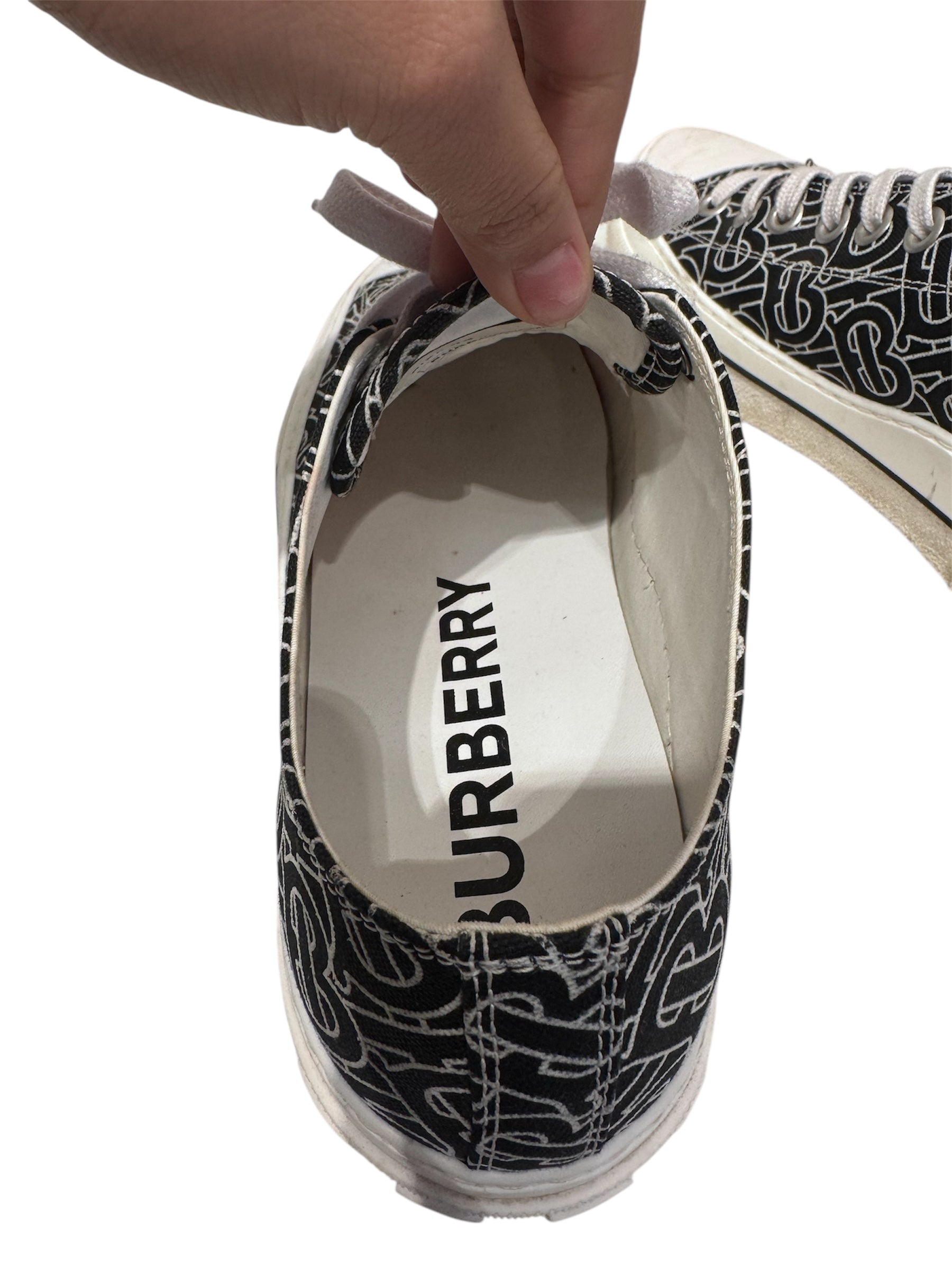 BURBERRY LONDON/Low-Sneakers/US 9.5/Monogram/Cotton/BLK/white soul/ view 3