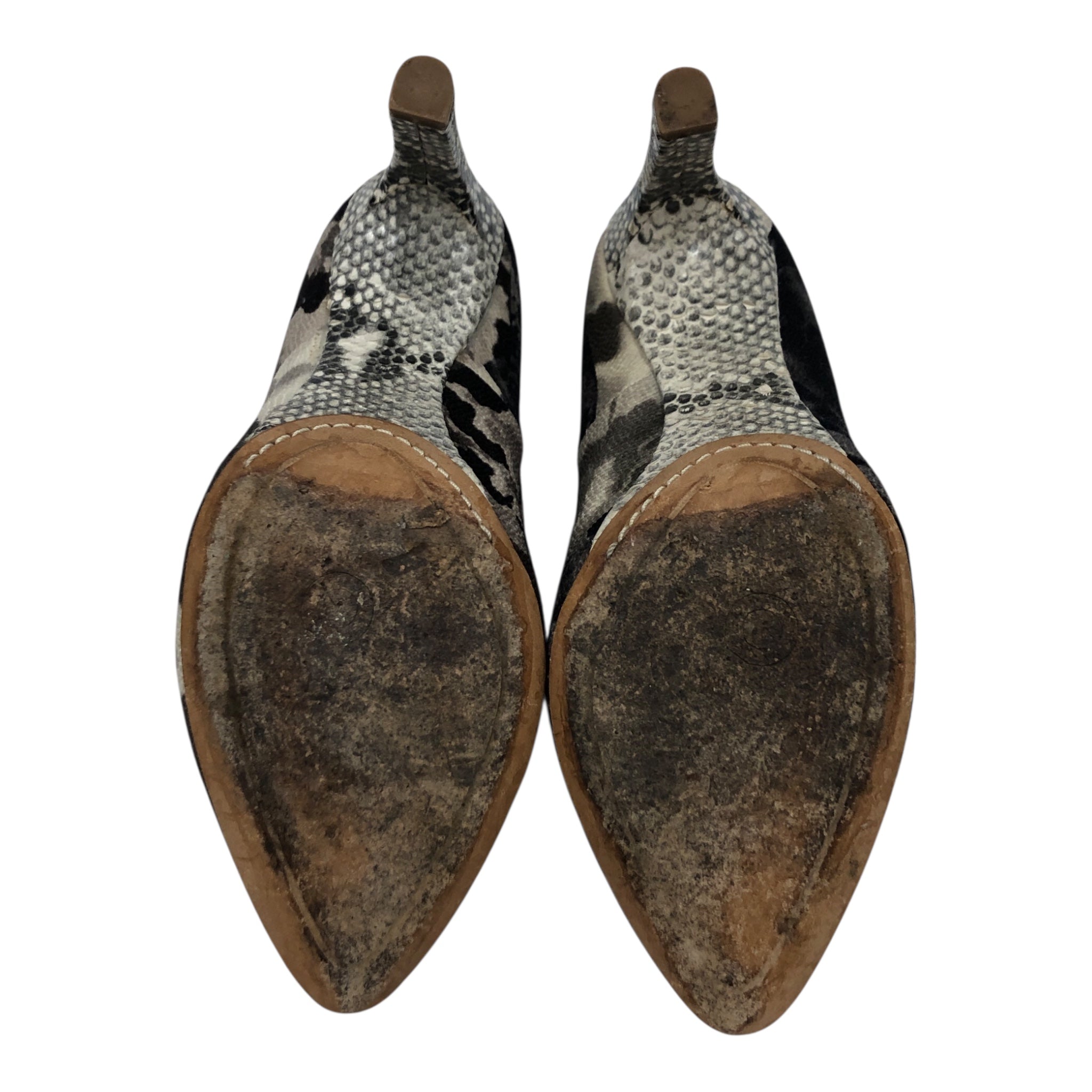DRIES VAN NOTEN/Heels/US 5.5/All Over Print/Leather/GRY/MARBLED SNAKE SKIN HEELS view 5