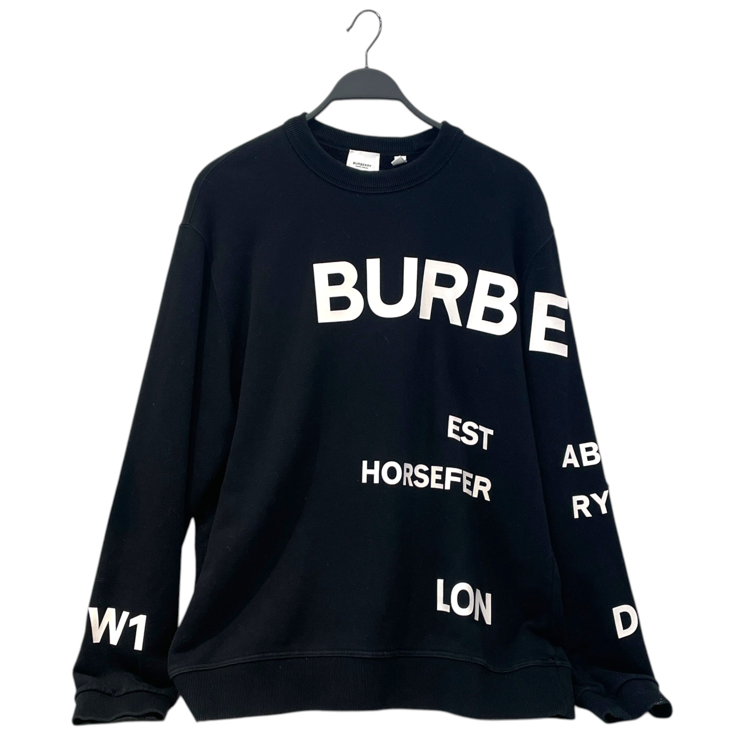 BURBERRY/Heavy Sweater/XL/Cotton/BLK/horseferry print view 1