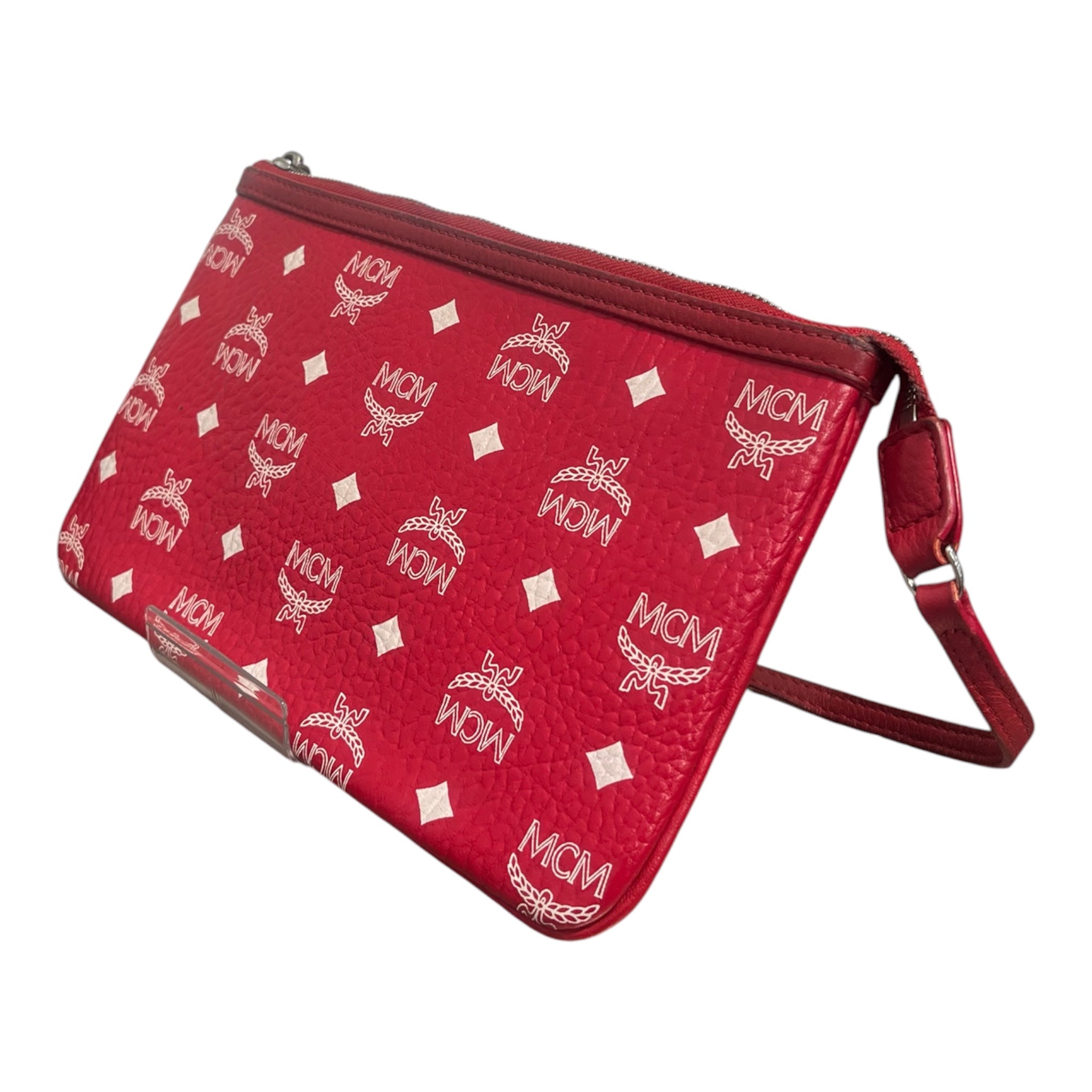 MCM/Clutch Bag/Monogram/Leather/RED/white  mcm logos view 1