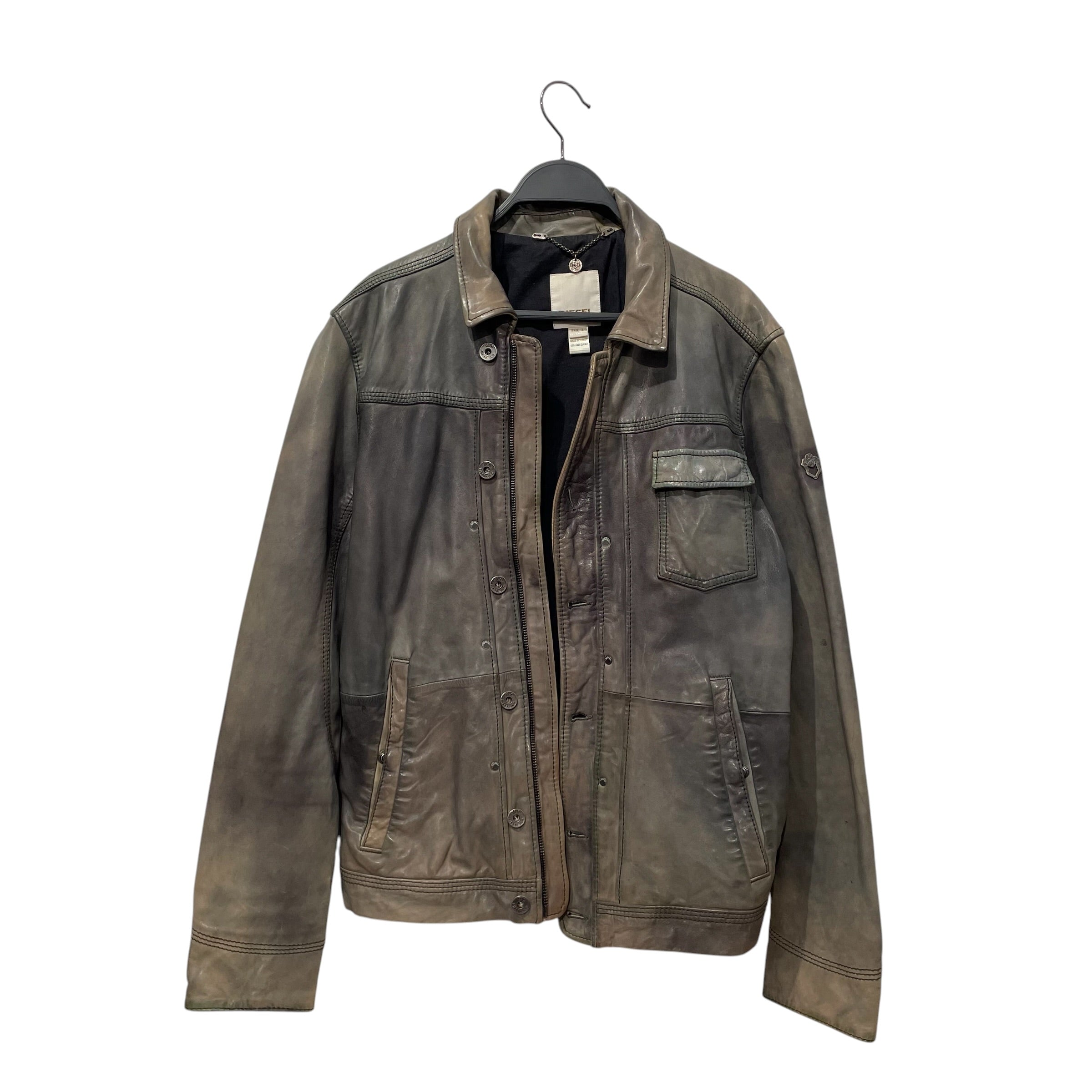 DIESEL/Leather Jkt/L/Leather/GRN/faded green view 1