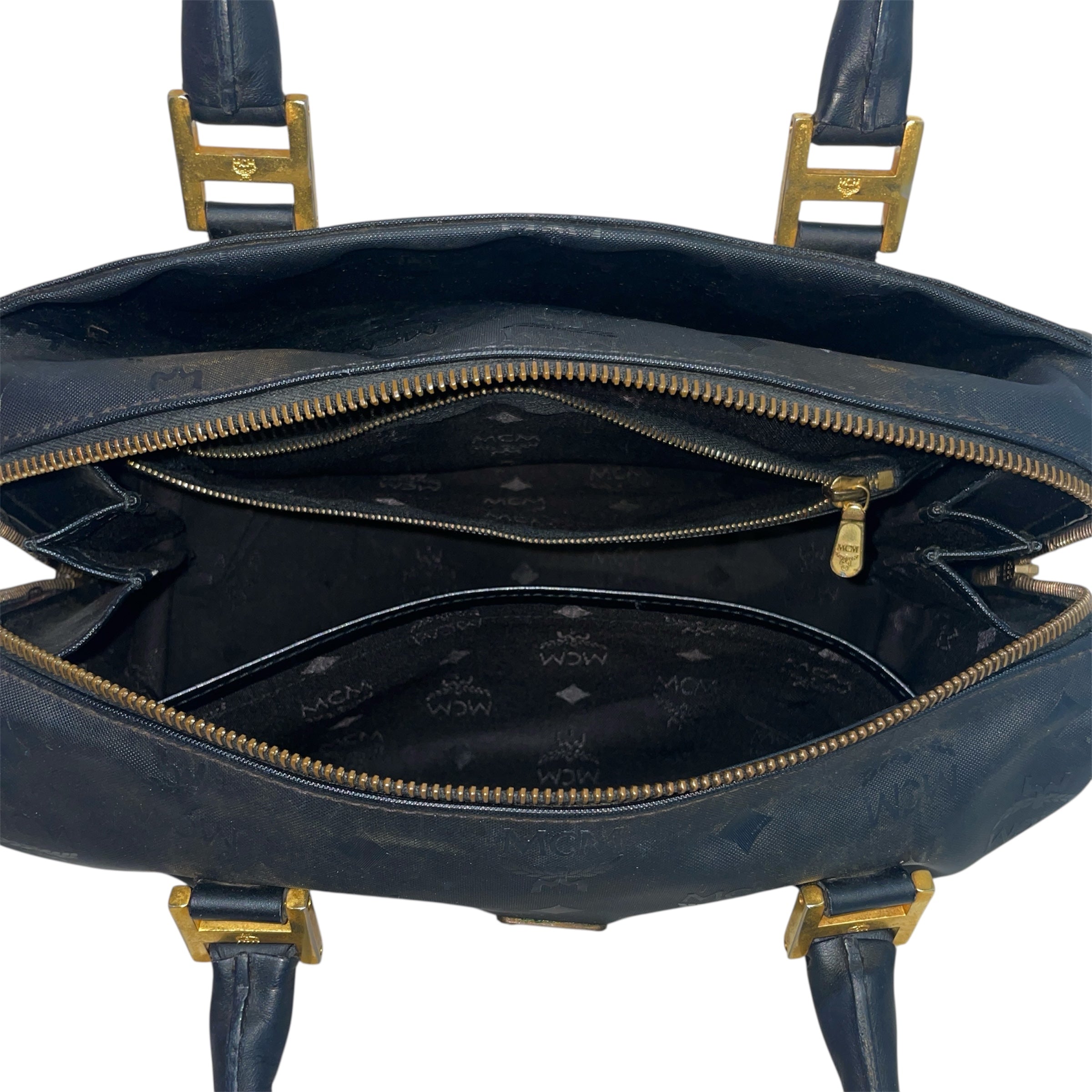 MCM/Hand Bag/Monogram/Nylon/BLK/Mongram Top Handle Bag view 4