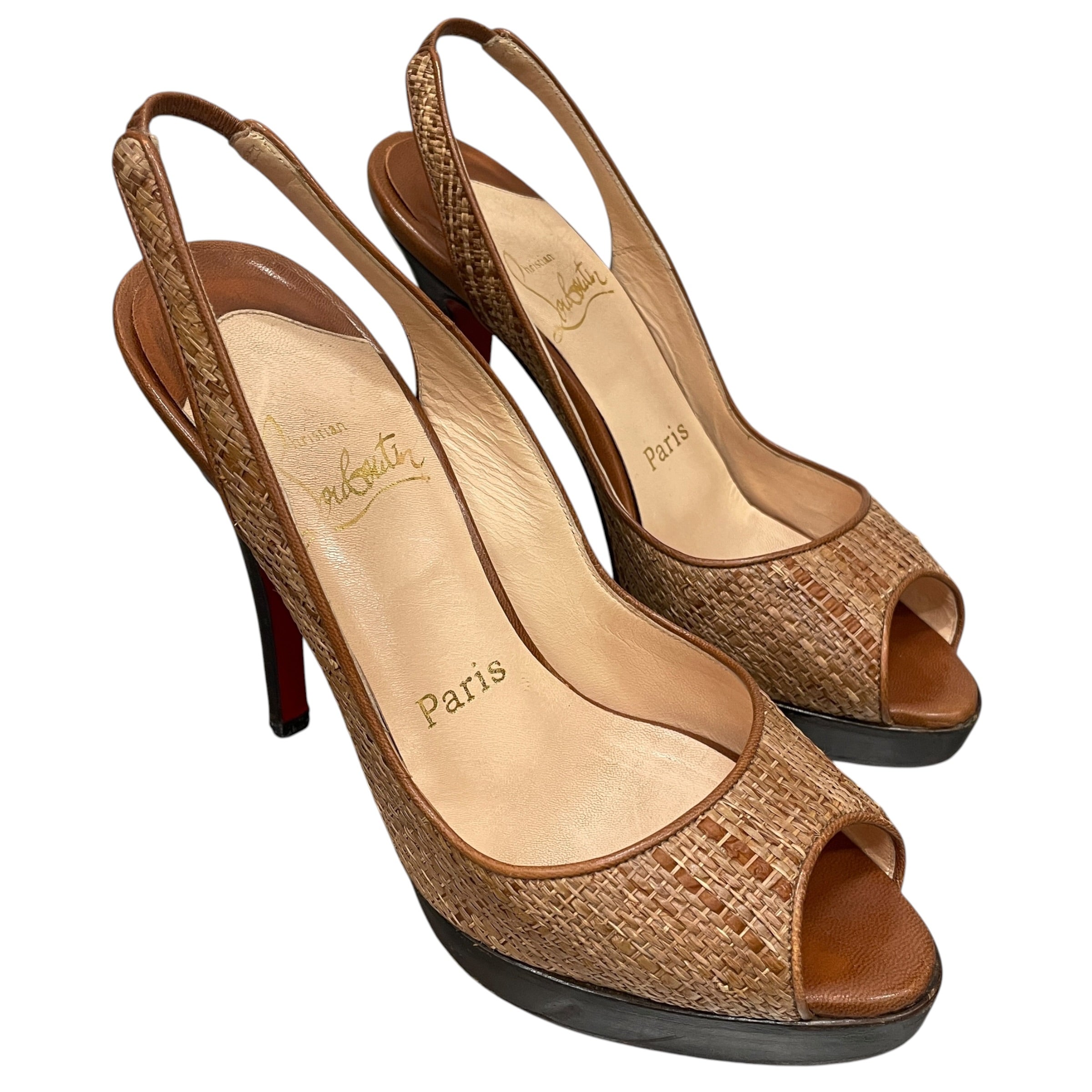 Christian Louboutin/Heels/EU 36/Leather/BRW/WOVEN PUMP RAFFIA view 1