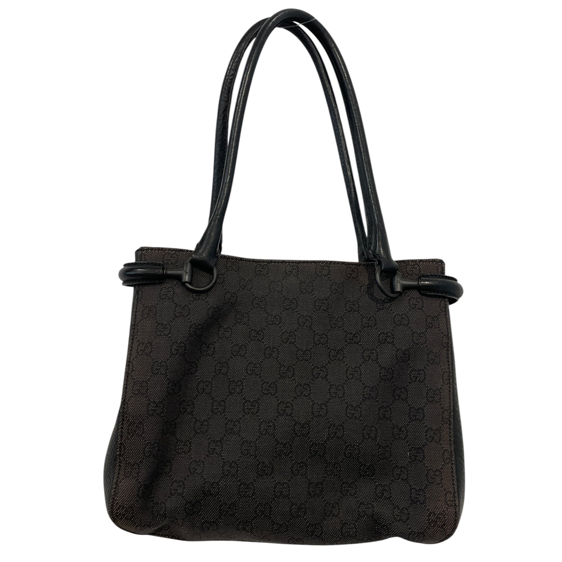 GUCCI/Hand Bag/Denim/BLK/GG LOGO CHECKER (WASHED BLACK)