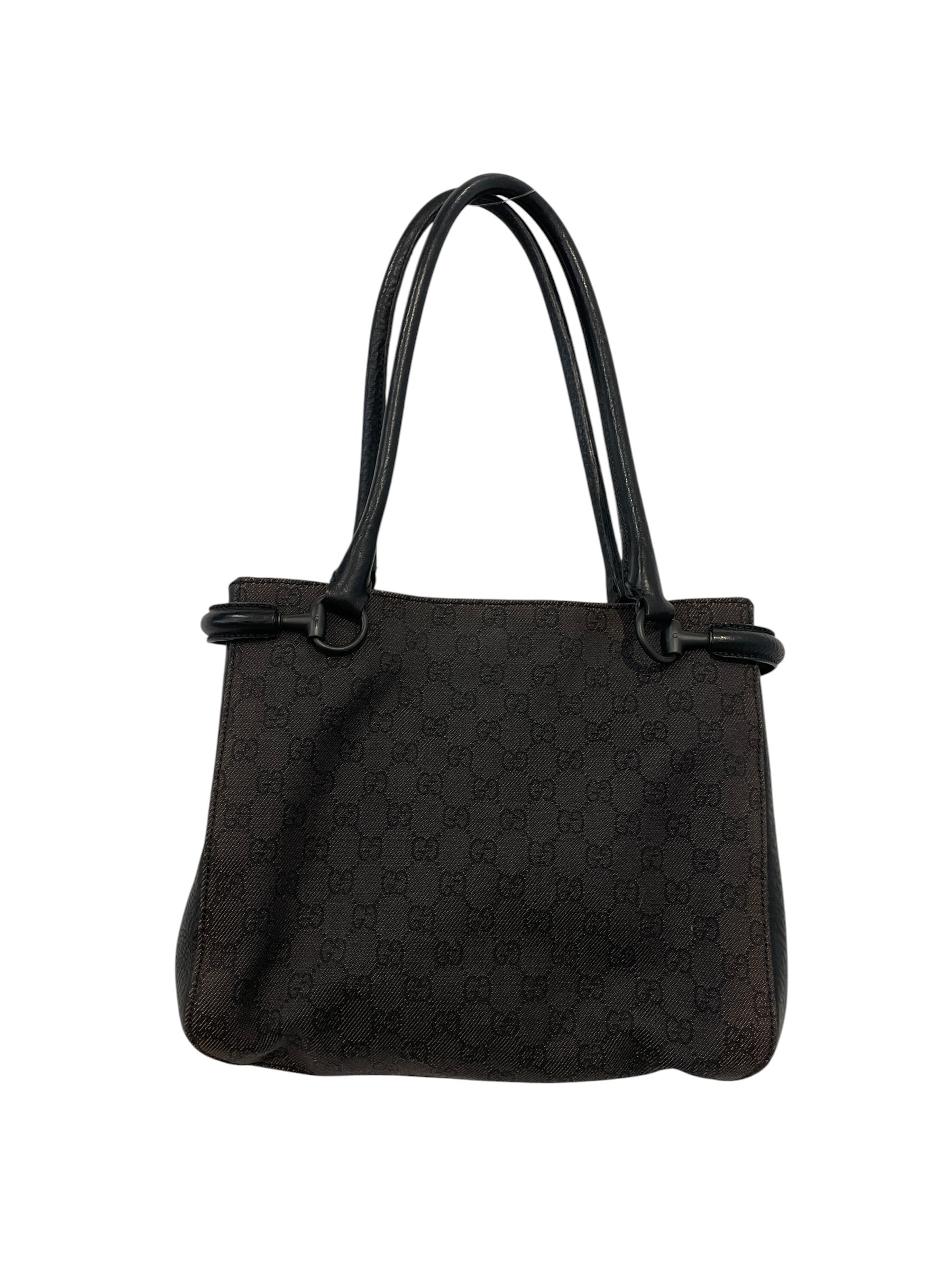 GUCCI/Hand Bag/Denim/BLK/GG LOGO CHECKER (WASHED BLACK) view 1