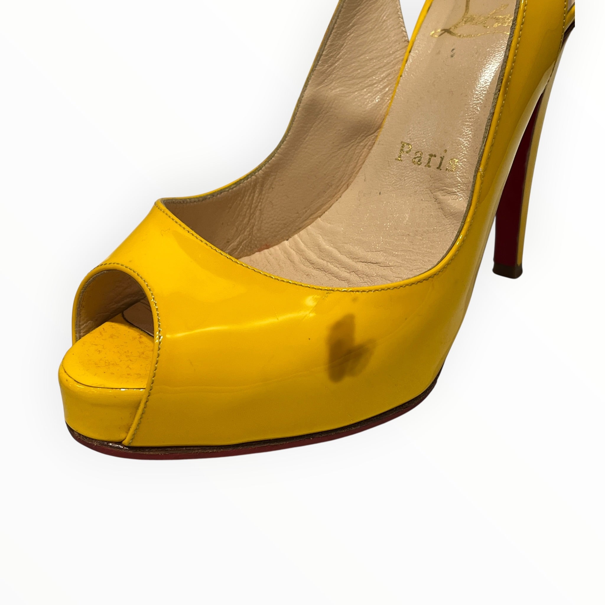 Christian Louboutin/Heels/EU 36.5/Leather/YEL/SLINGBACK/PEEP TOE view 5