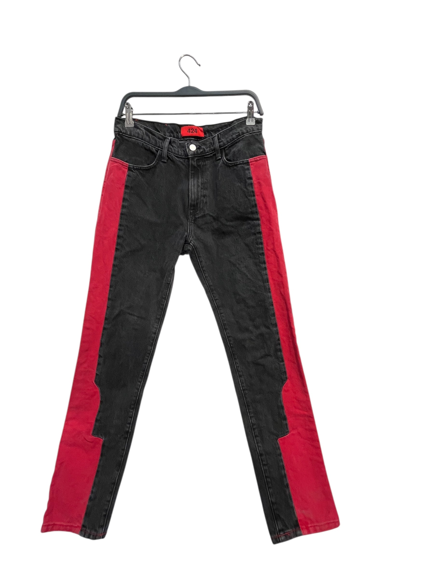 424(FourTwoFour)/Pants/S/Cotton/GRY/red panel jeans view 1