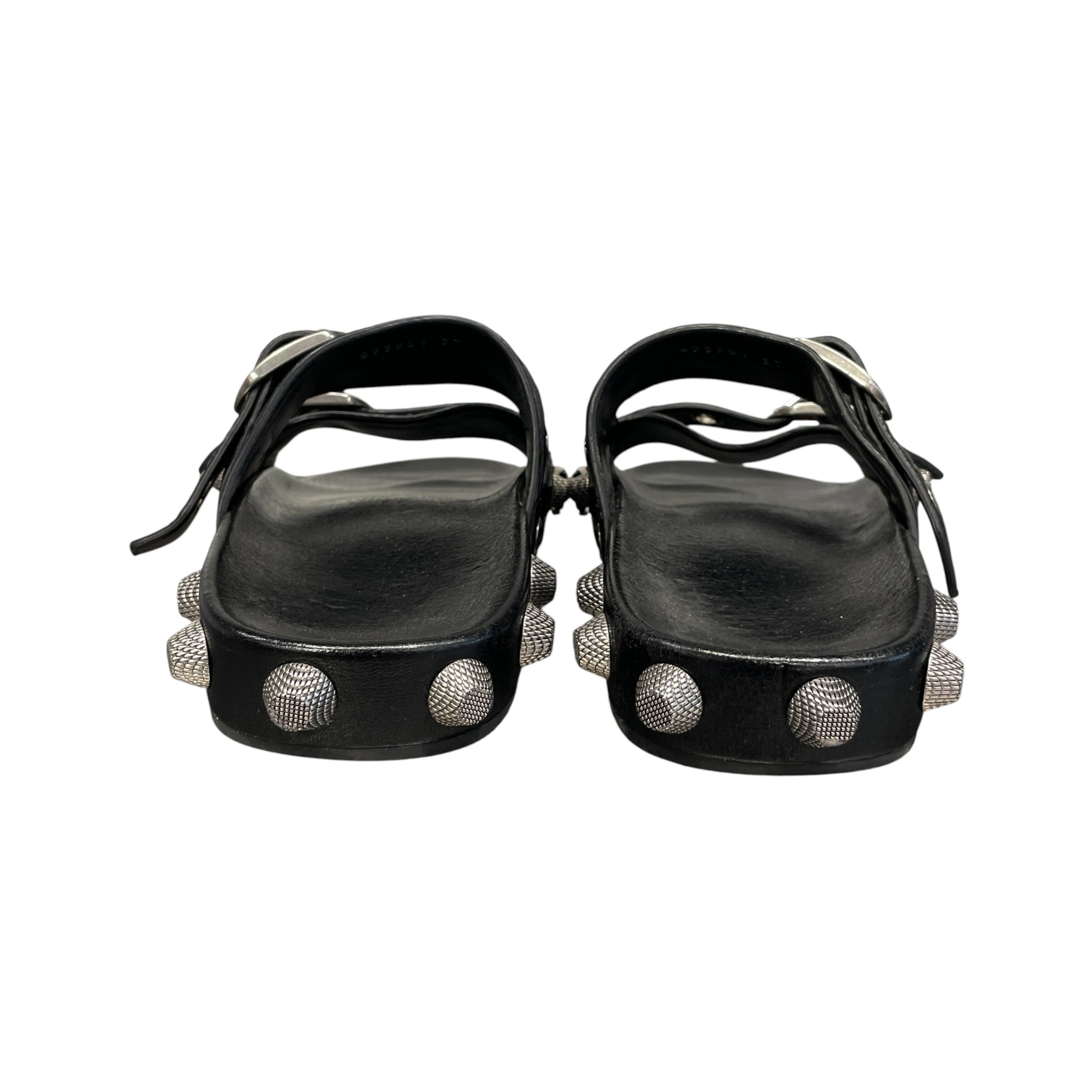 BALENCIAGA/Sandals/US 6/Leather/BLK/Studded with silver buckles view 5