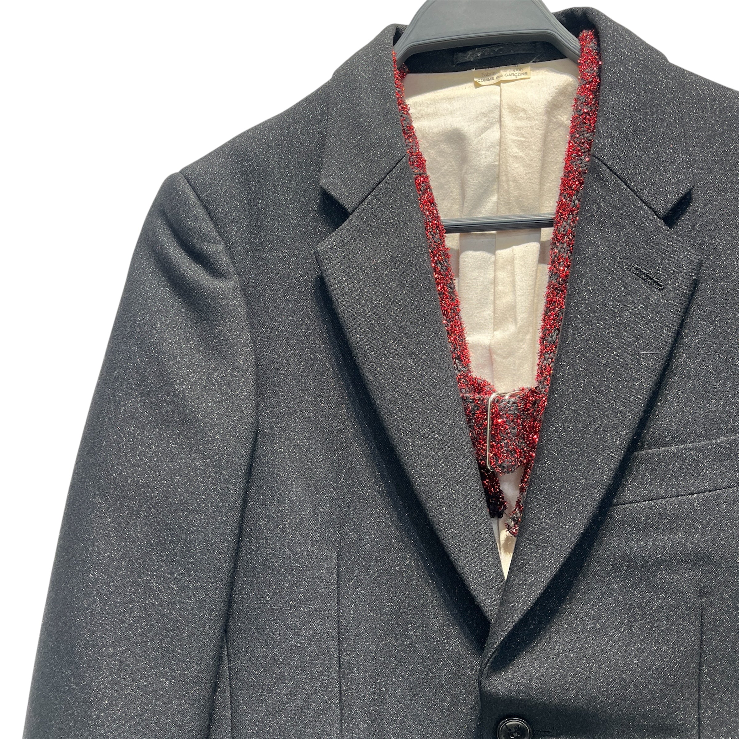 COMME des GARCONS HOMME PLUS/Tailored Jkt/S/Wool/BLK/Glitter/RED STRAP BLAZER view 3