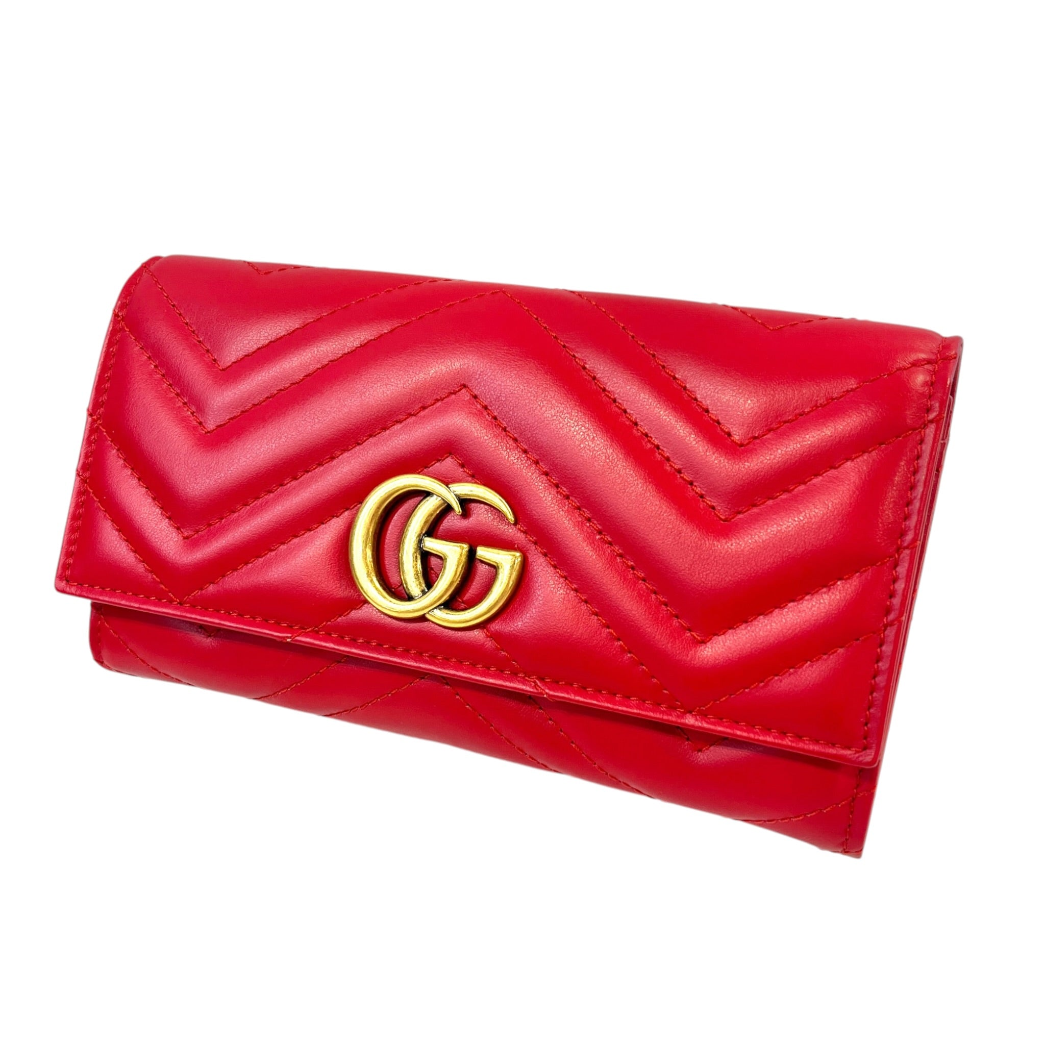 GUCCI/Long Wallet/Leather/RED/GG MARMONT CONTINENTAL view 1
