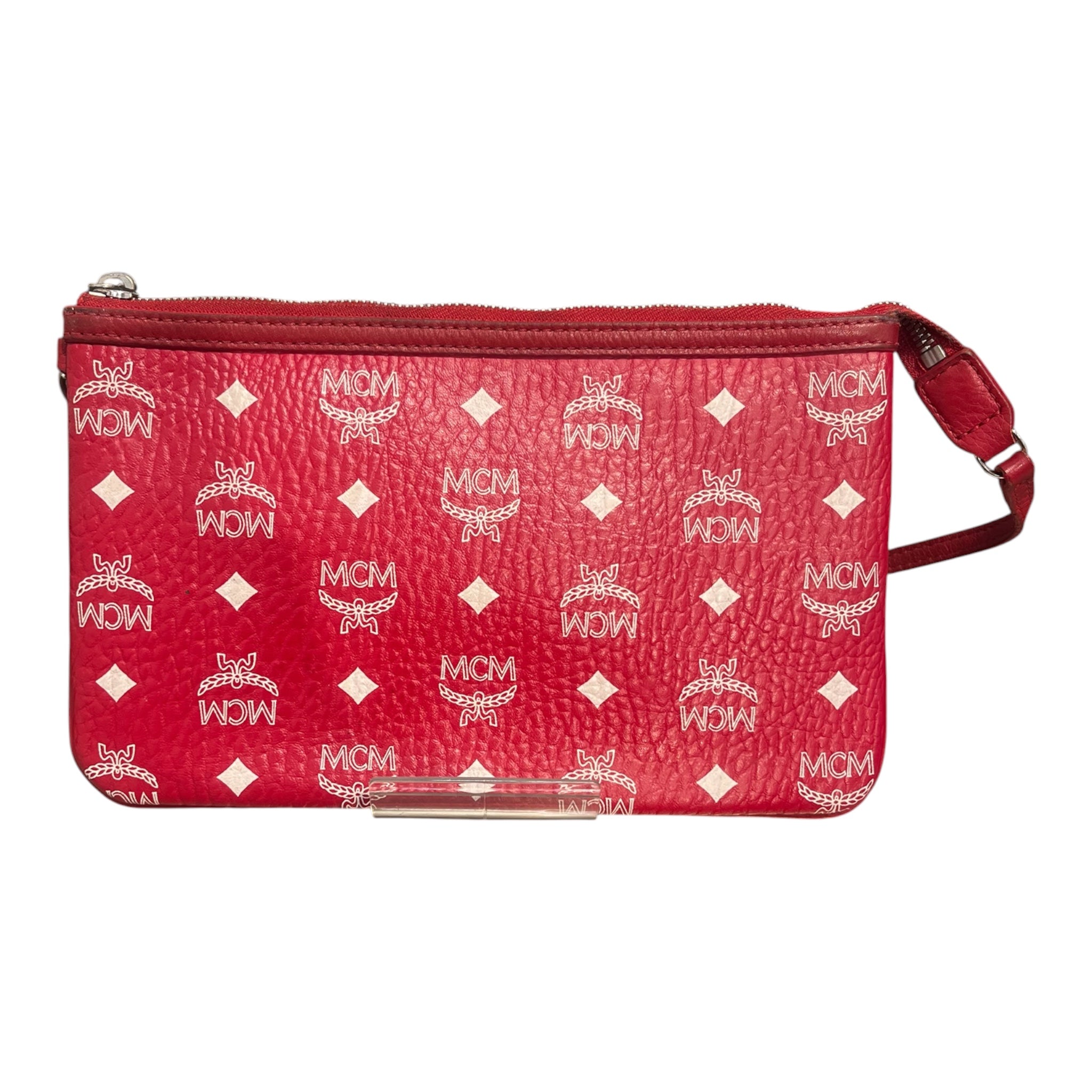 MCM/Clutch Bag/Monogram/Leather/RED/white  mcm logos view 2