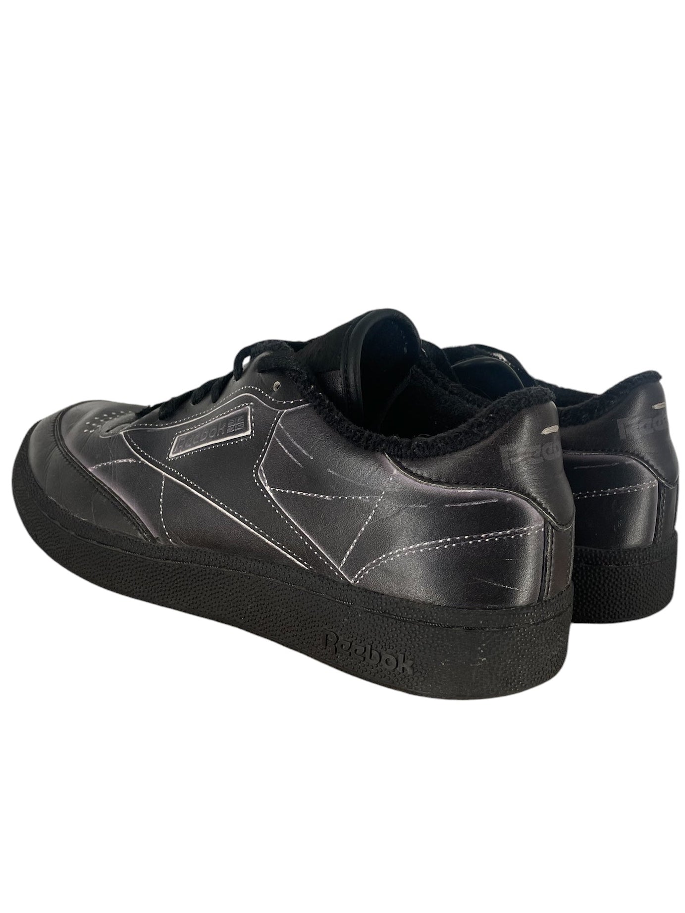 Reebok/Maison Margiela/Low-Sneakers/US 8.5/Border/Leather/BLK/CLUB C TROMP L'OEIL view 2