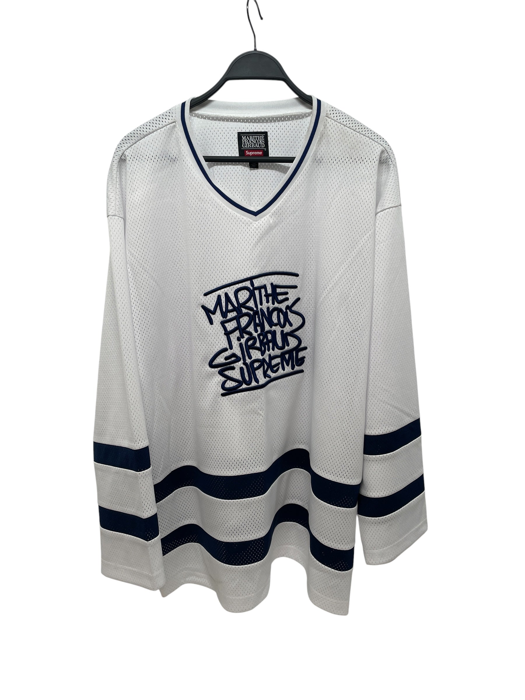 Supreme/MARITHE & FRANCOIS GIRBAUD/LS T-Shirt/XL/POLYESTER/WHT/LOGO HOCKEY JERSEY view 1