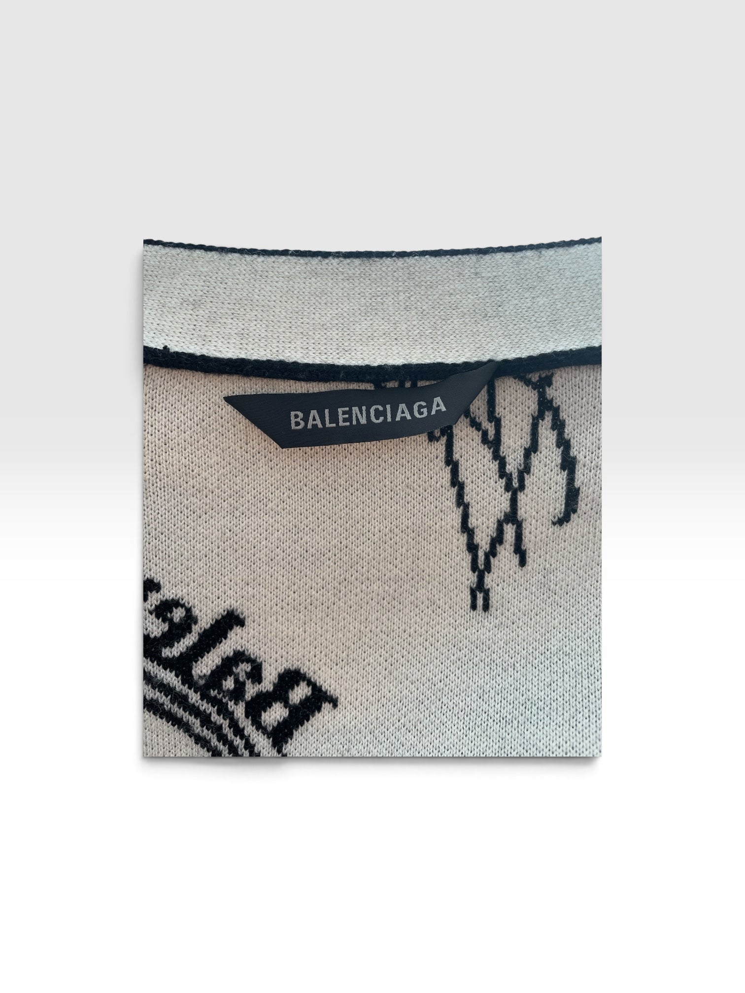 BALENCIAGA/Heavy Cardigan/5/All Over Print/Polyester/BLK/LOGO KNIT CARDIGAN view 2