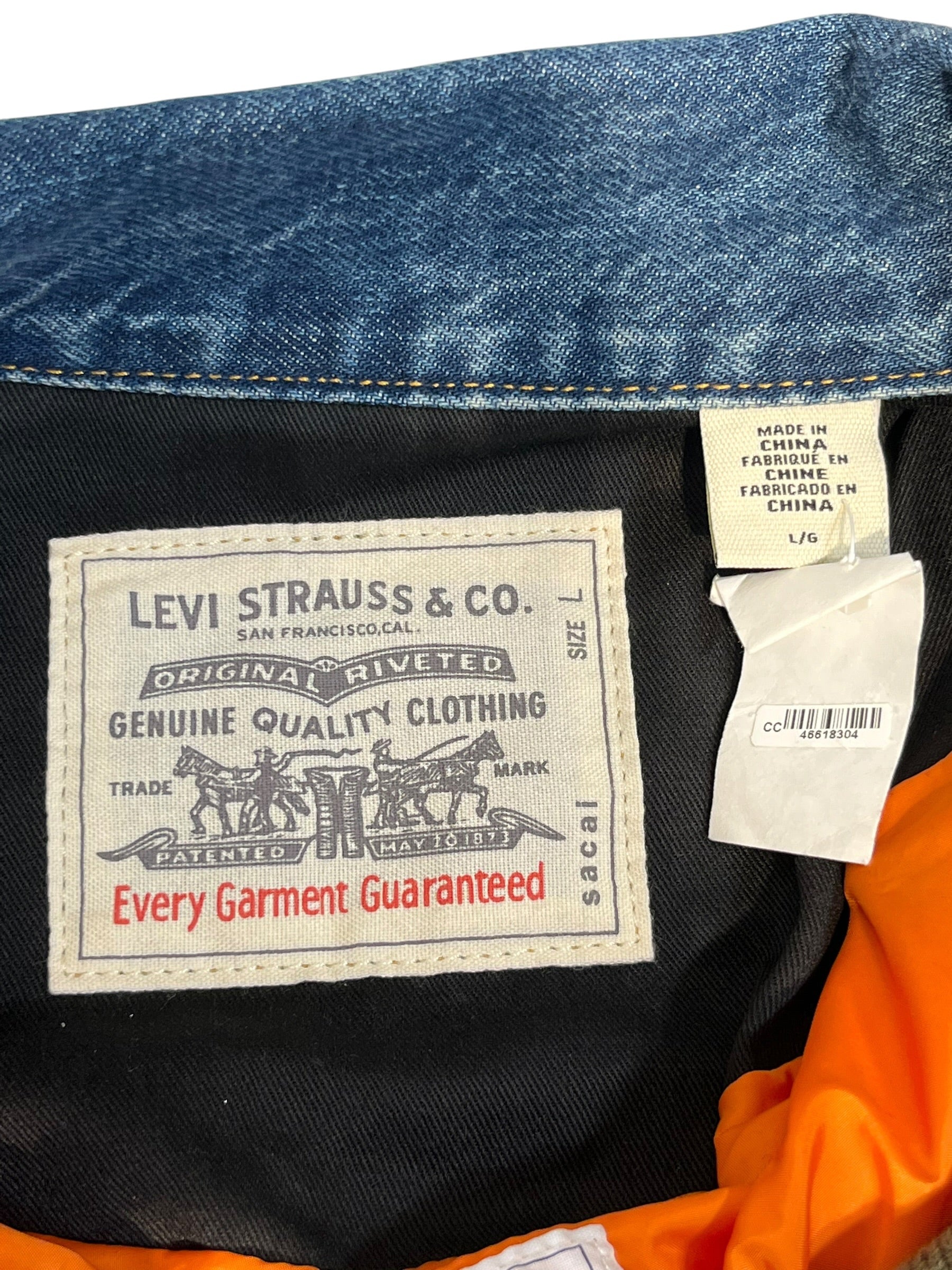 Levi's/Sacai/Denim Jkt/L/Cotton/IDG/revrsble grn bomber blu denim view 3