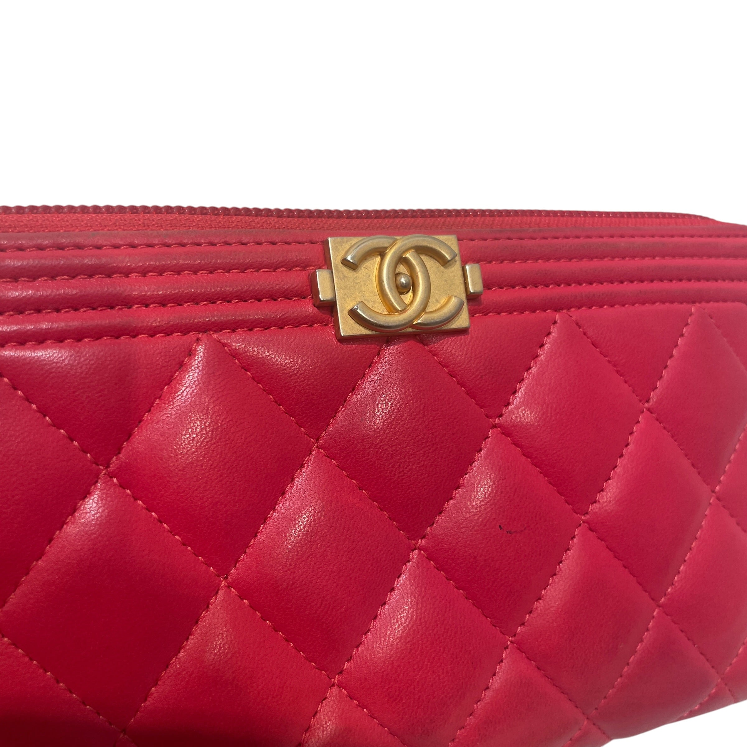 CHANEL/Long Wallet/Leather/PNK/L's/Quilted Boy Zip view 6