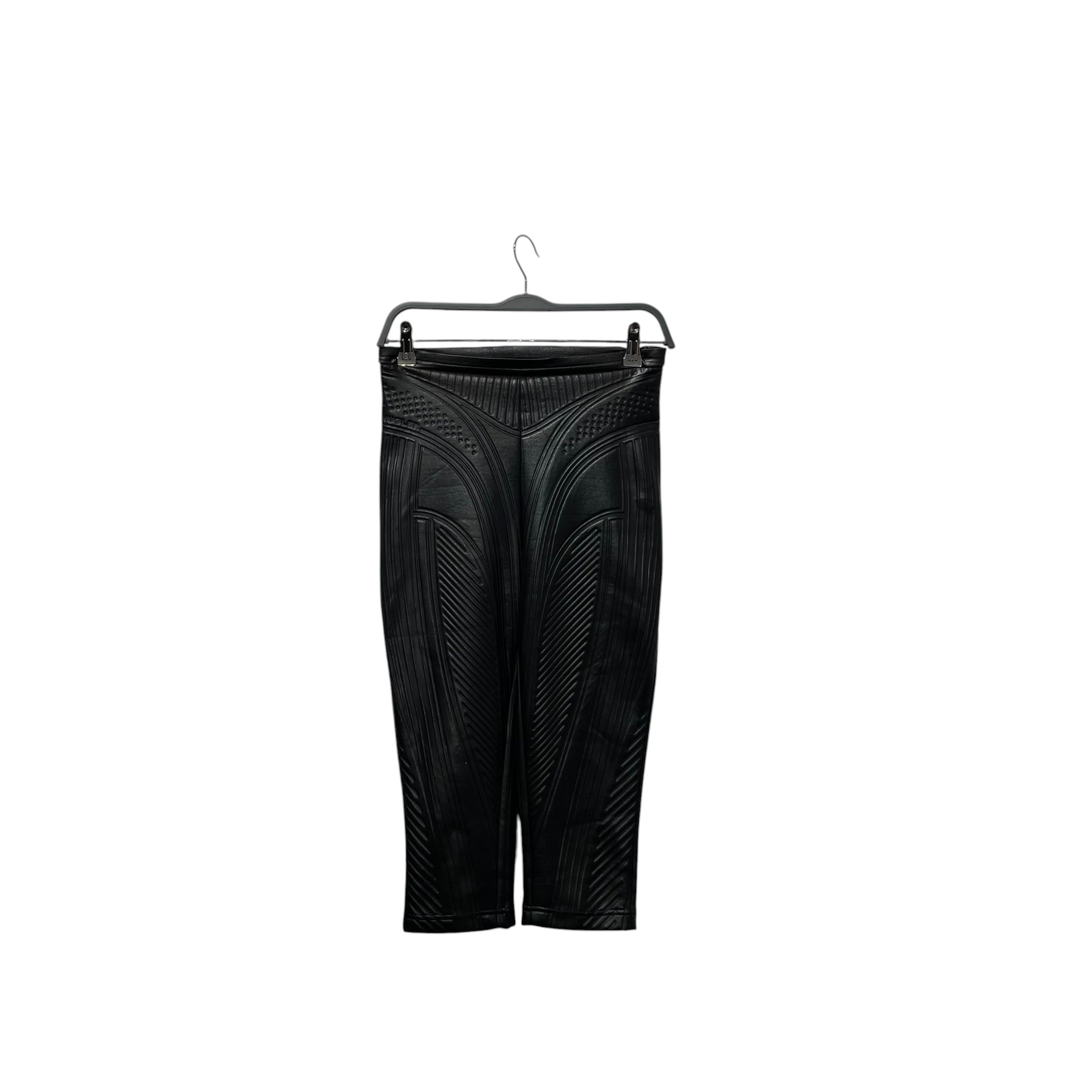 MUGLER/Cropped Pants/34/Polyester/BLK/embossed scuba capri leggings view 1