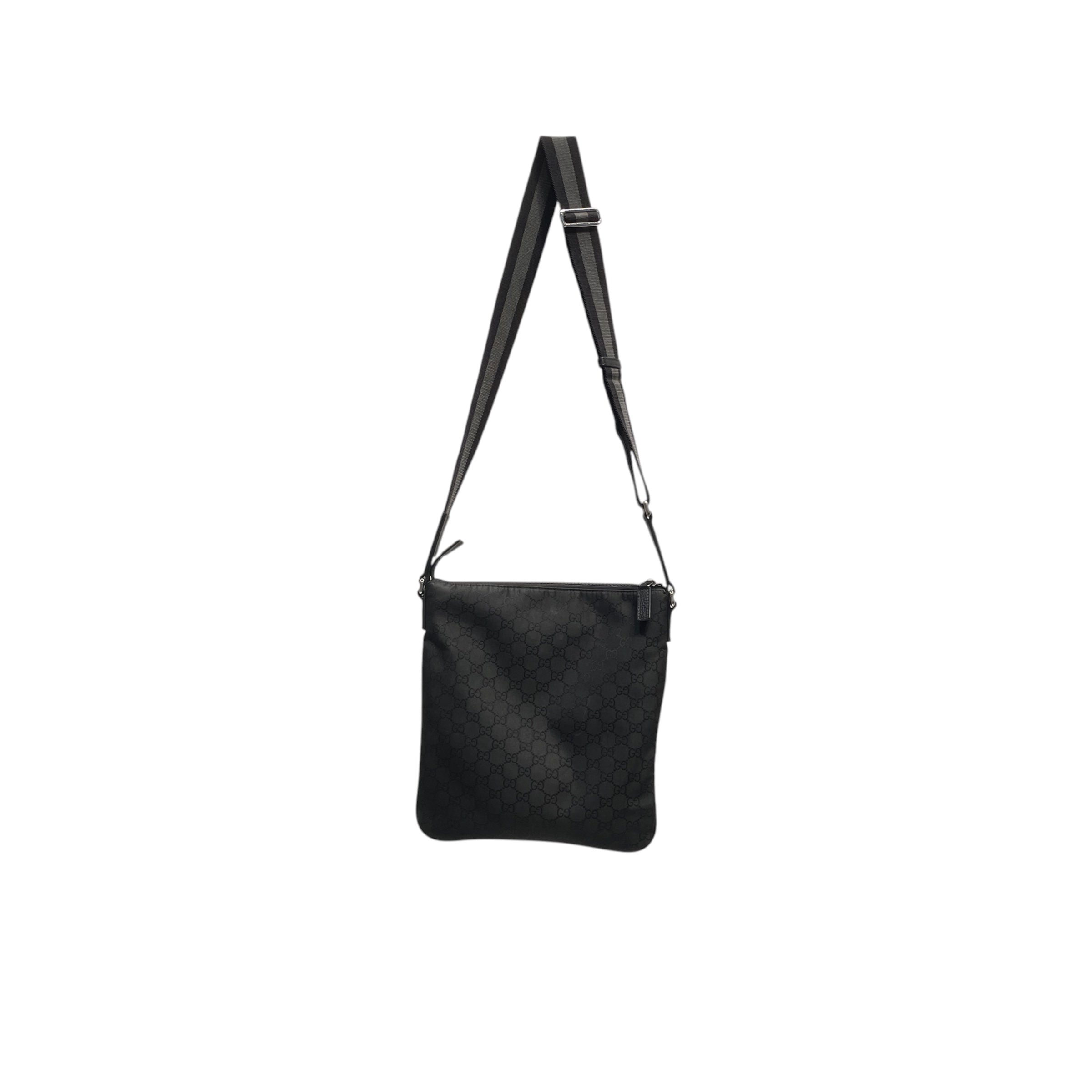GUCCI/Cross Body Bag/Monogram/Nylon/BLK/gg black web view 2