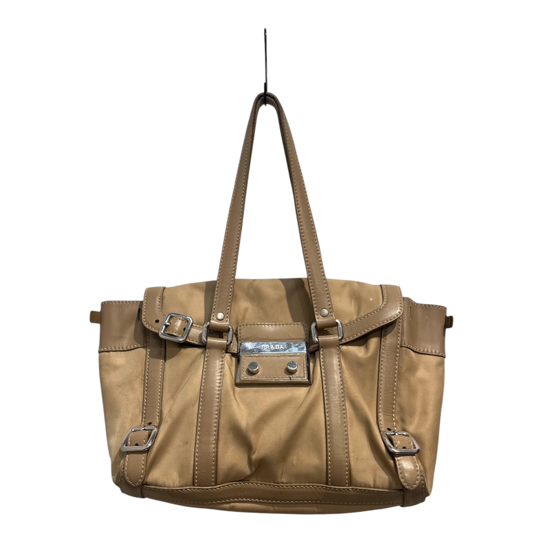 PRADA/Hand Bag/Nylon/BEG/VITELLO DAINO PUSHLOCK BAG view 1