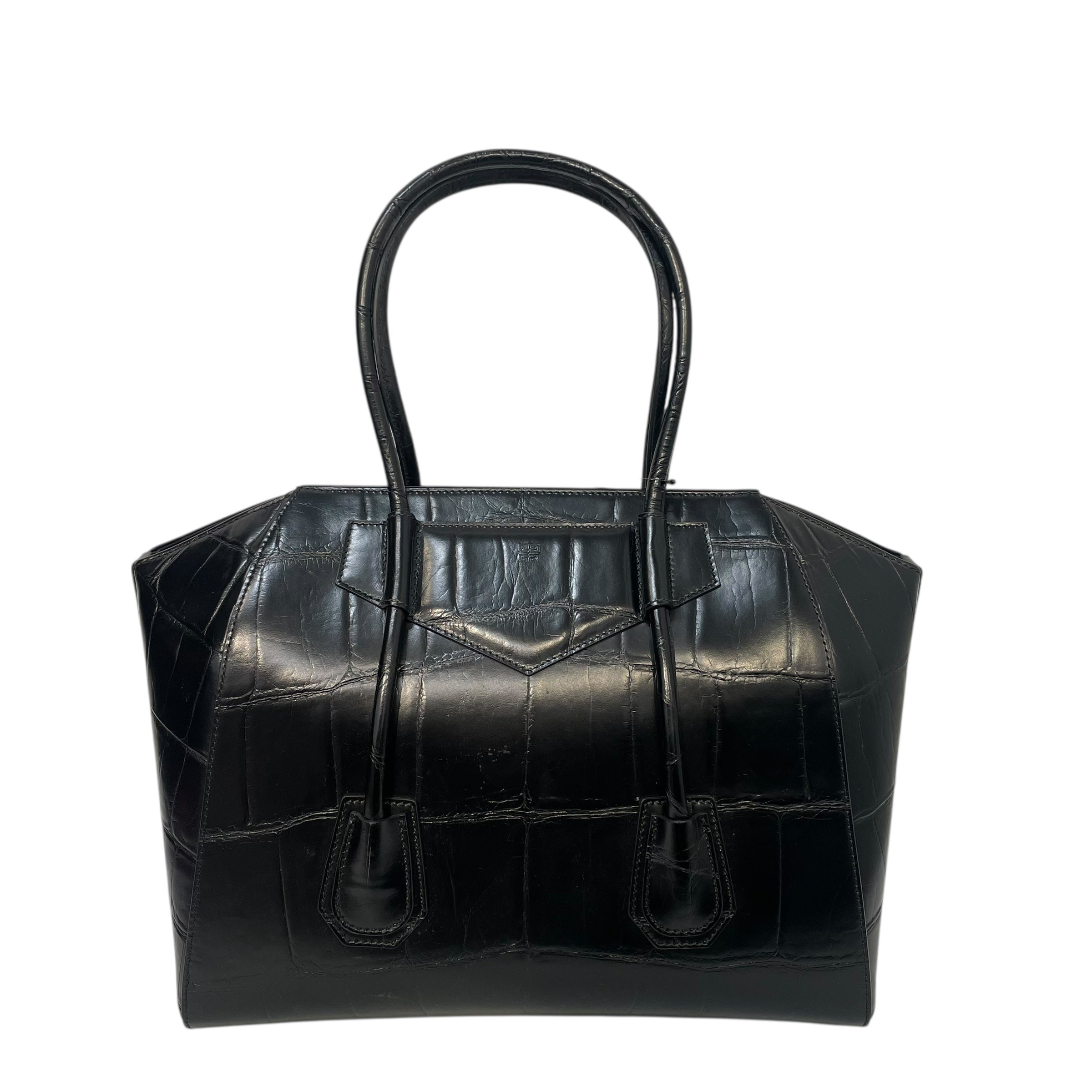 GIVENCHY/Clutch Bag/Animal Pattern/Leather/BLK/Antigona lock bag view 2