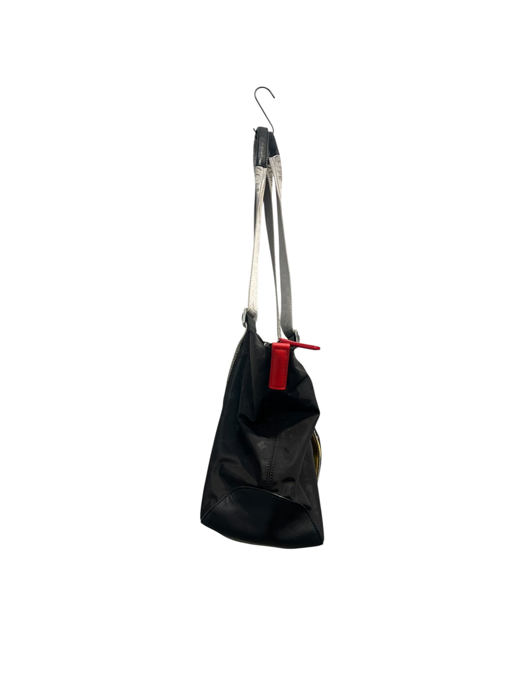 MCM/Tote Bag/Monogram/Nylon/BLK/ylw tag on buckle/ gry handles view 3