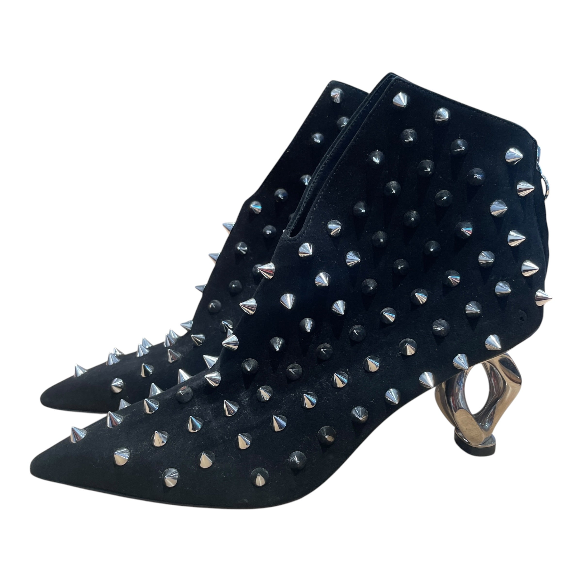 BALMAIN/Boots/EU 36/Leather/BLK/Spike Accents Heel Boots view 2