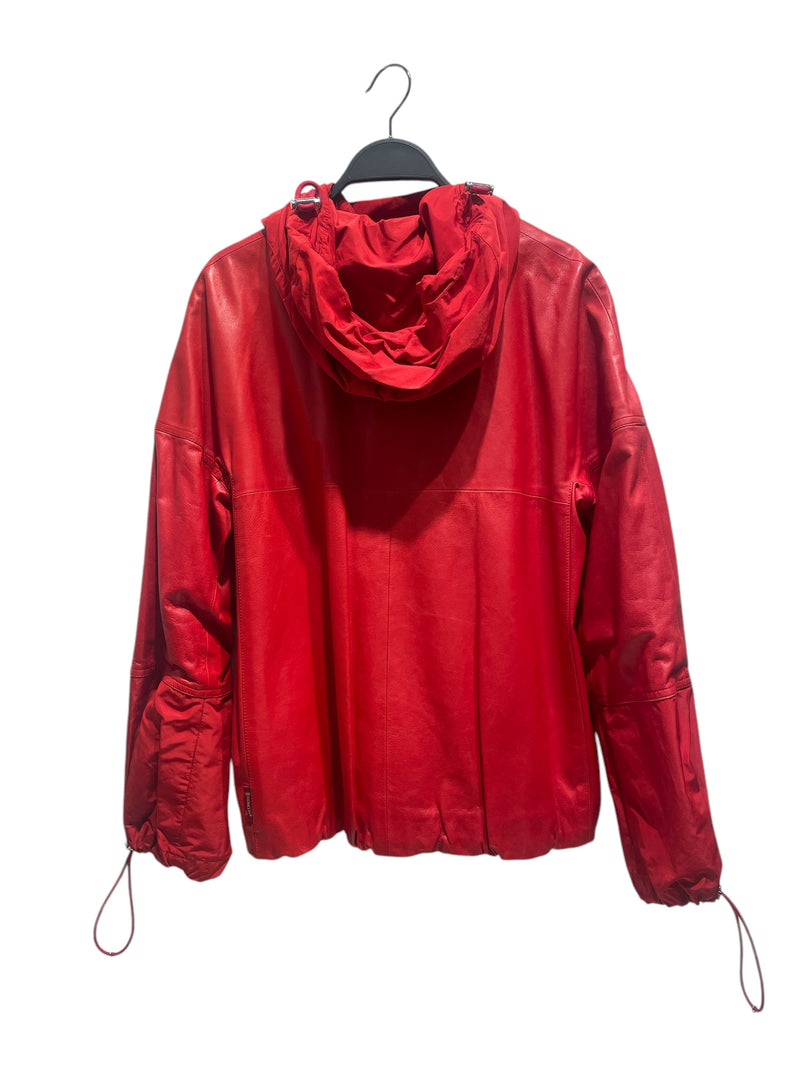 MONCLER/Leather Jkt/2/Leather/RED/detachable hood