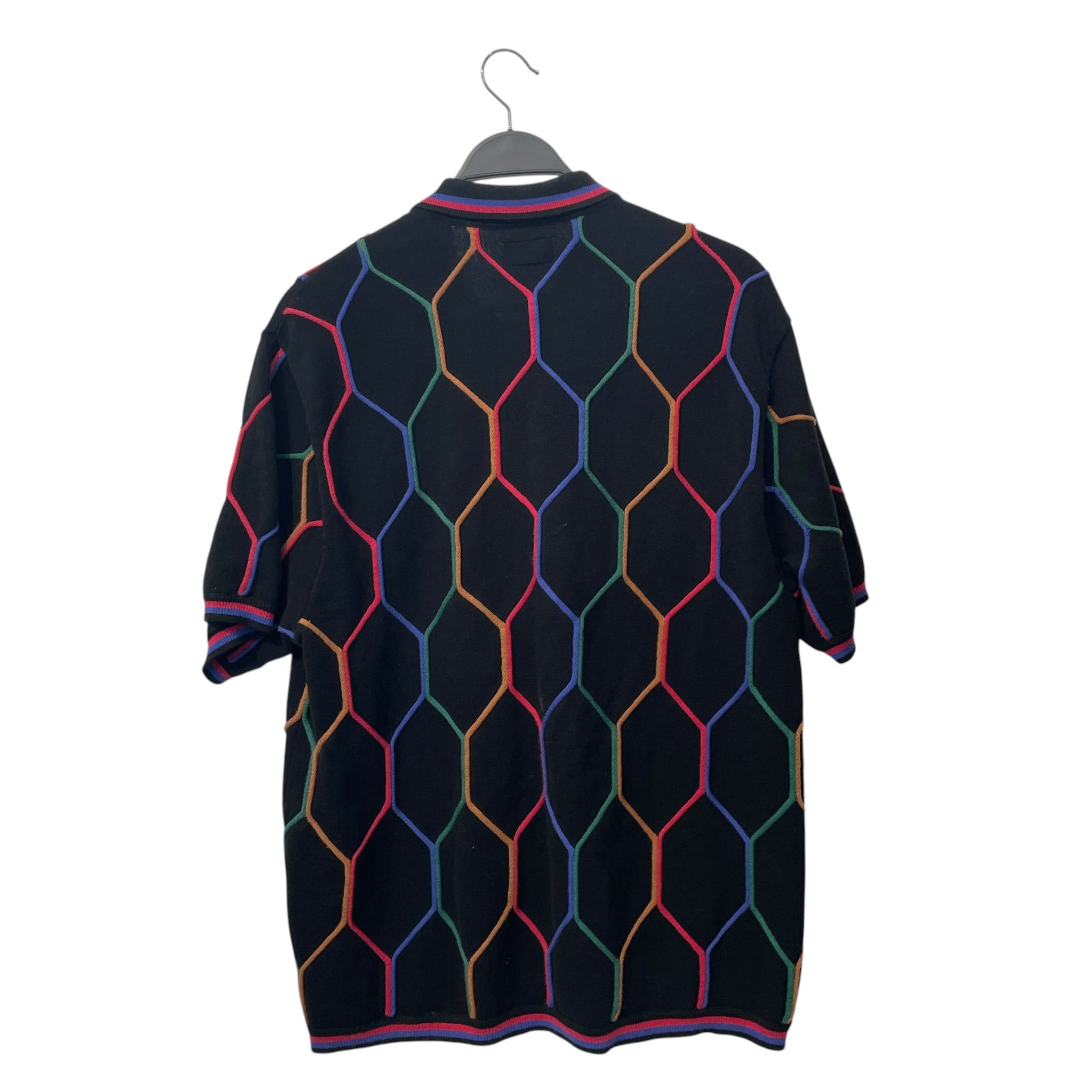 Supreme/Polo Shirt/L/Cotton/BLK/Stripe/ss21 hex zip up polo view 2