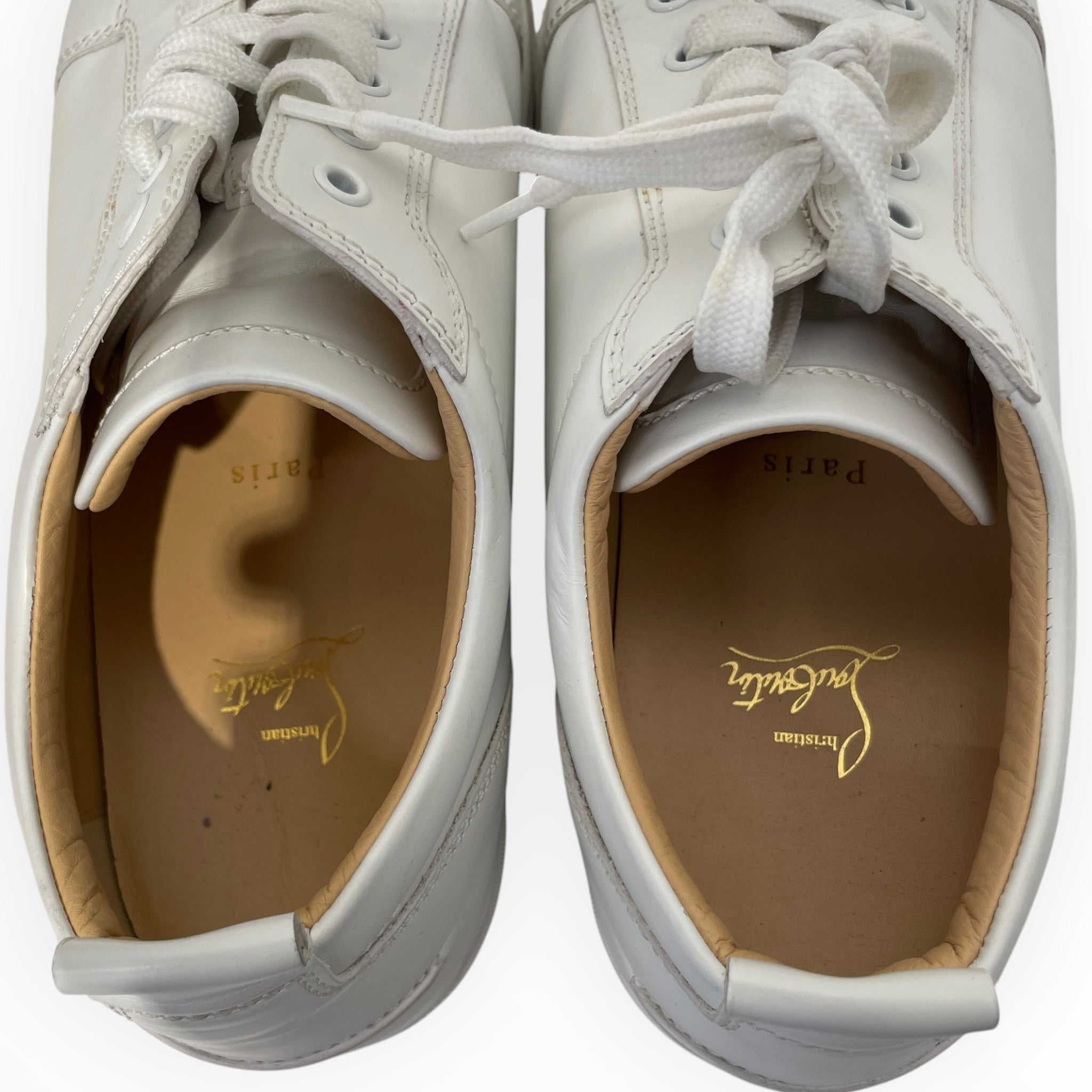 Christian Louboutin/Low-Sneakers/EU 46/Leather/WHT/Studded toe view 4