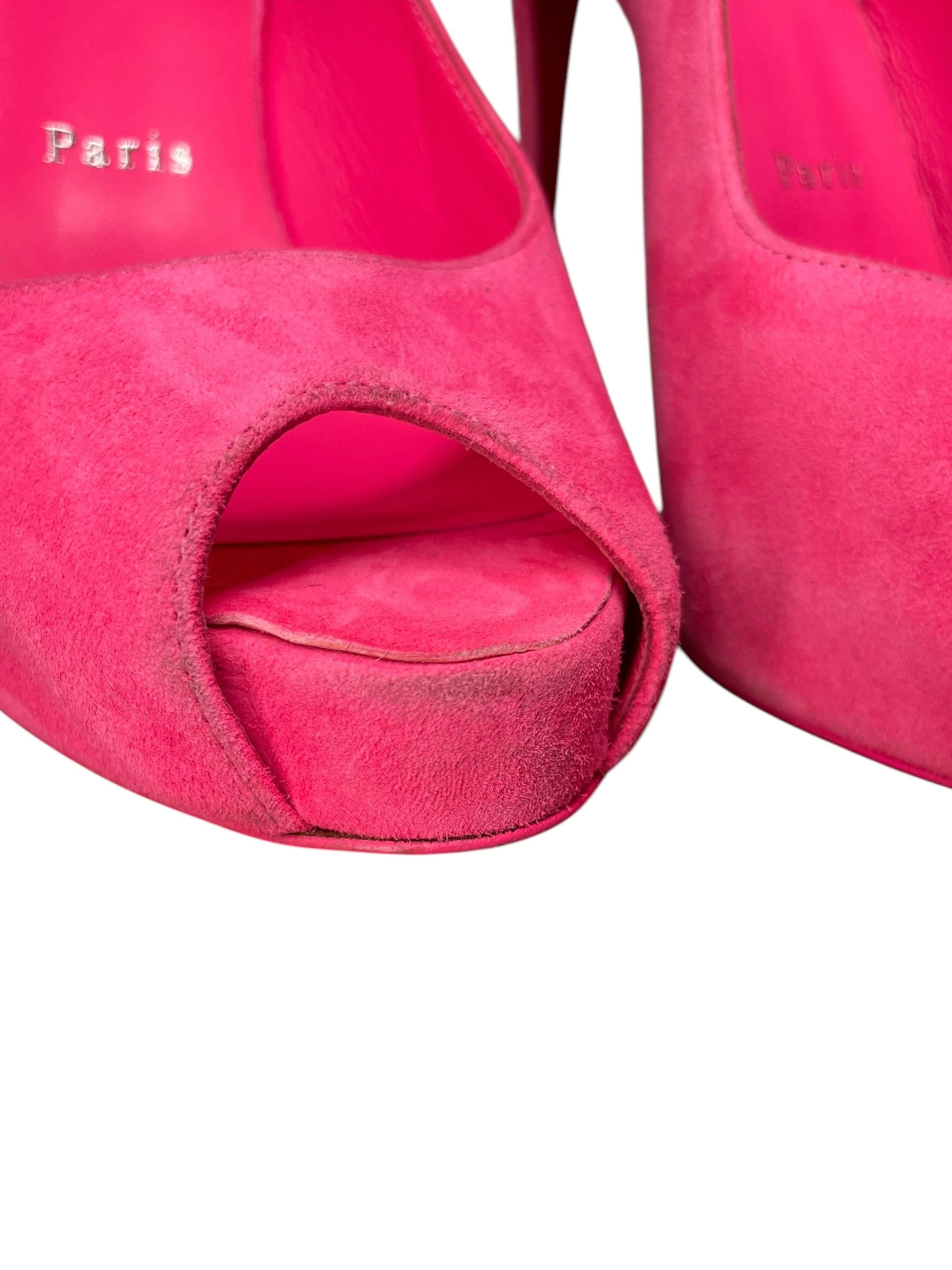 Christian Louboutin/Heels/EU 38/Suede/PNK/LACE-UP NVP PEEP-TOE view 6