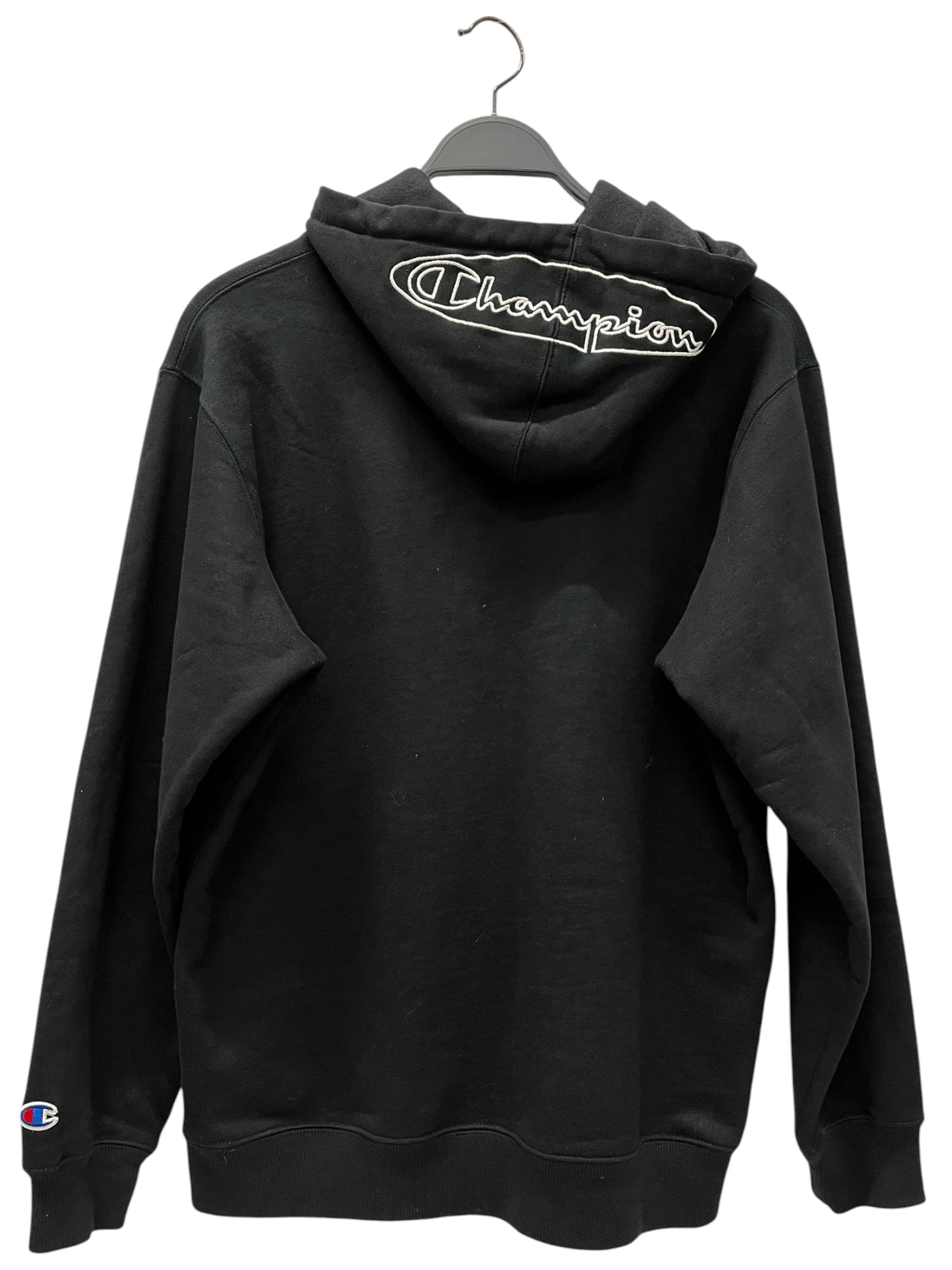 Supreme/Champion/Hoodie/M/Cotton/BLK/ champion on hood view 2