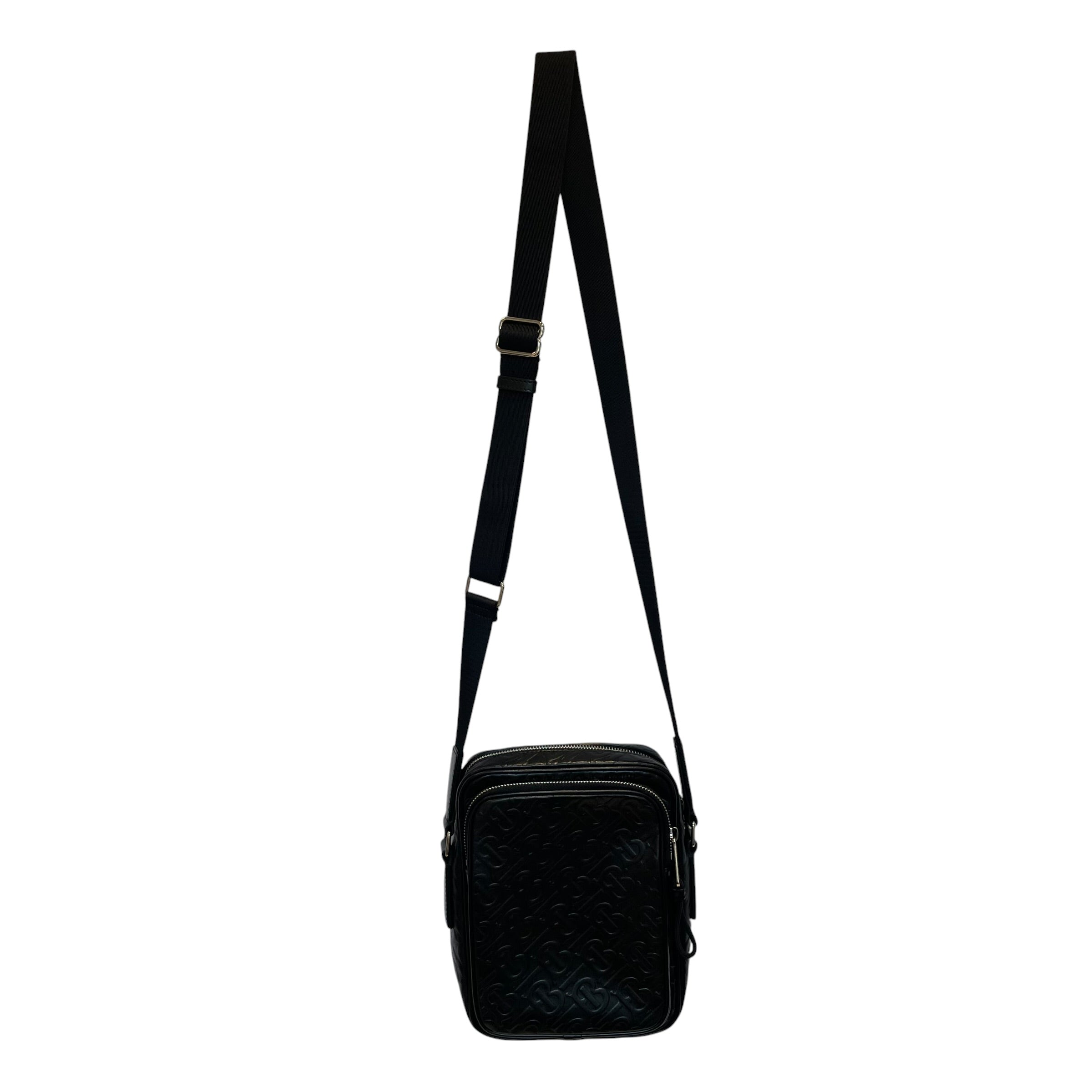 BURBERRY/Cross Body Bag/Leather/BLK/EMBOSSED TB/SLVR HARDWARE view 1