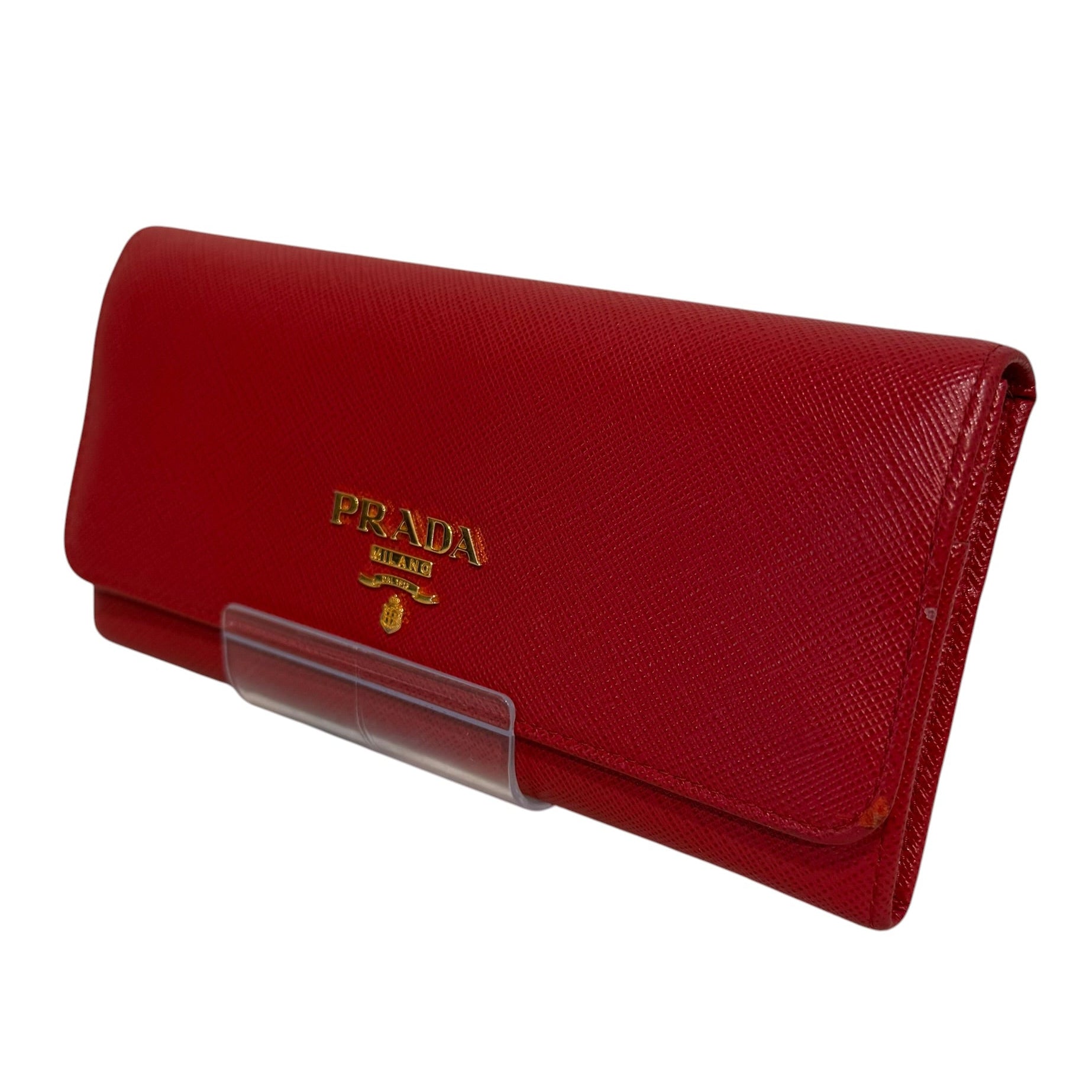 PRADA/Wallet/Leather/RED/M's/Saffiano Leather wallet view 1