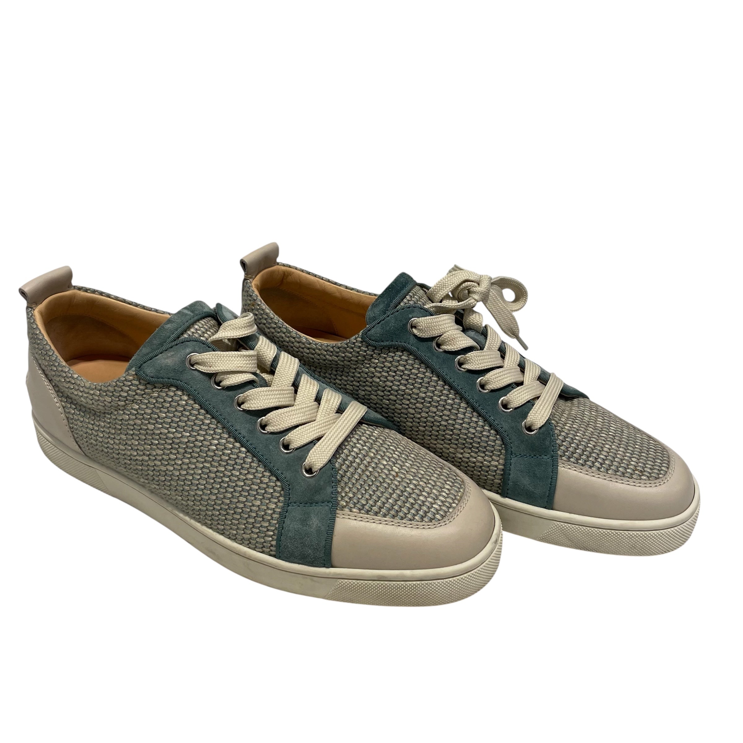 Christian Louboutin/Low-Sneakers/EU 42.5/Cotton/GRN/cream/teal/ threads view 1