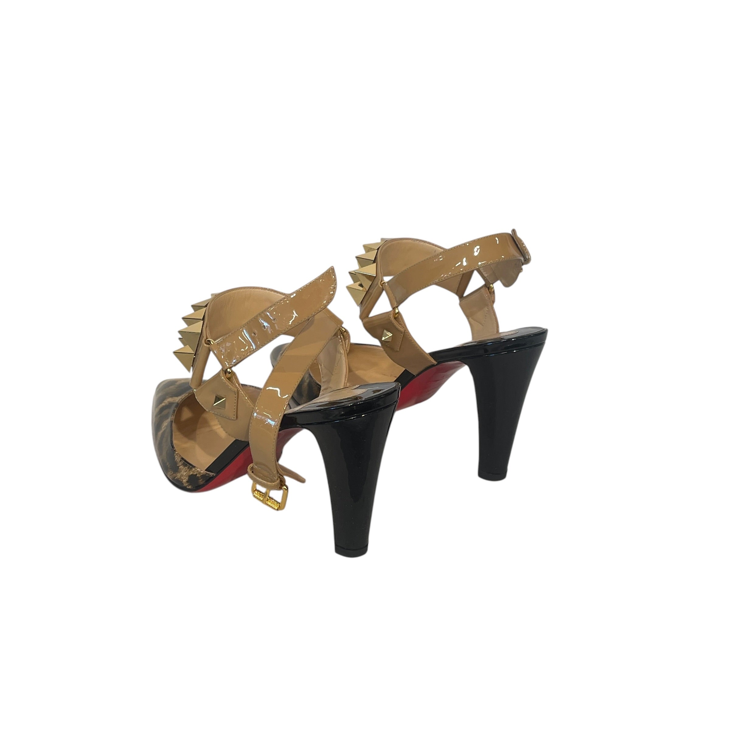 Christian Louboutin/Sandals/EU 38.5/Leopard/Leather/BRW/ZIGGOO SPIKE HEEL view 3