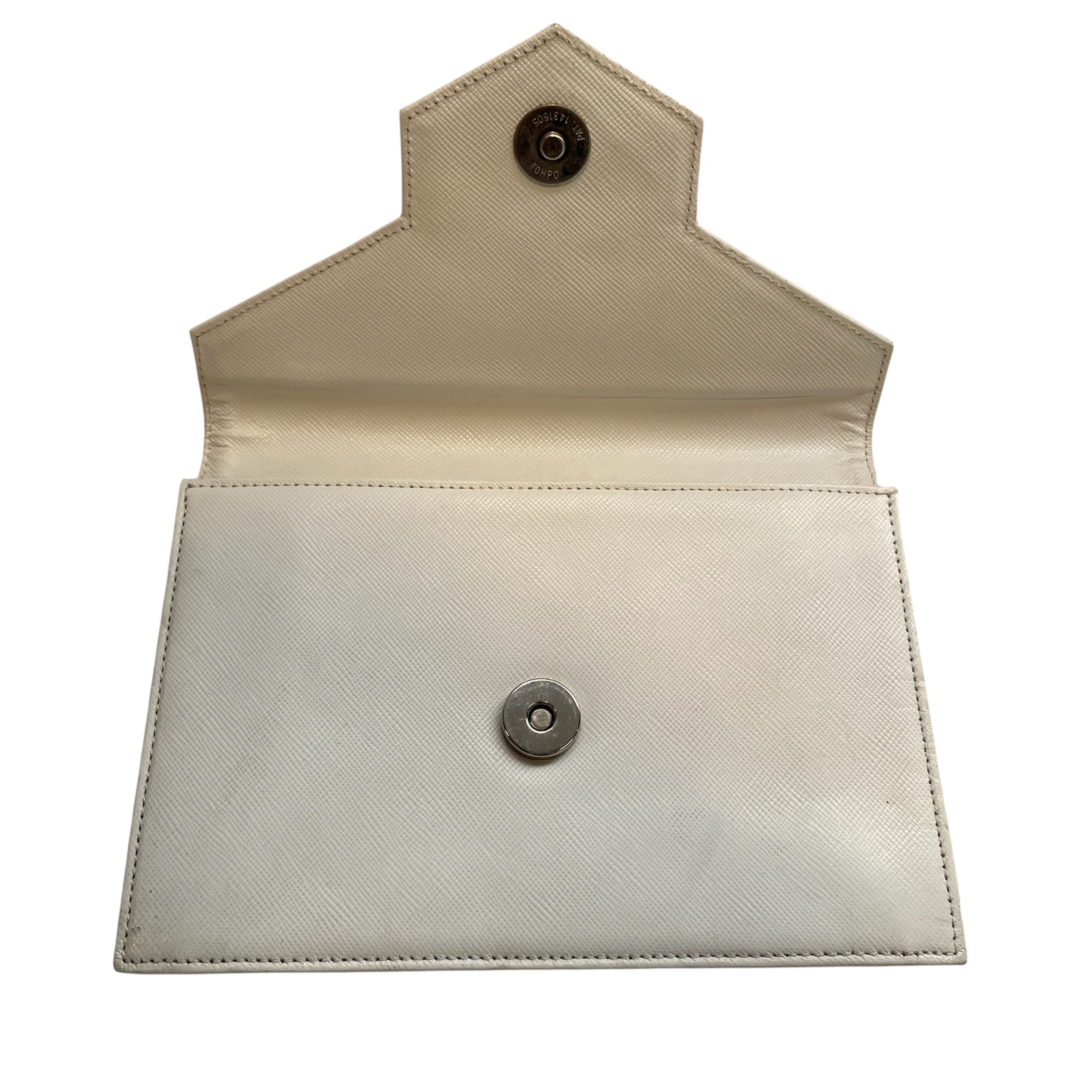 YVES SAINT LAURENT/Clutch Bag/Leather/WHT/SILVER STUDS/MONOGRAM LINEN view 4