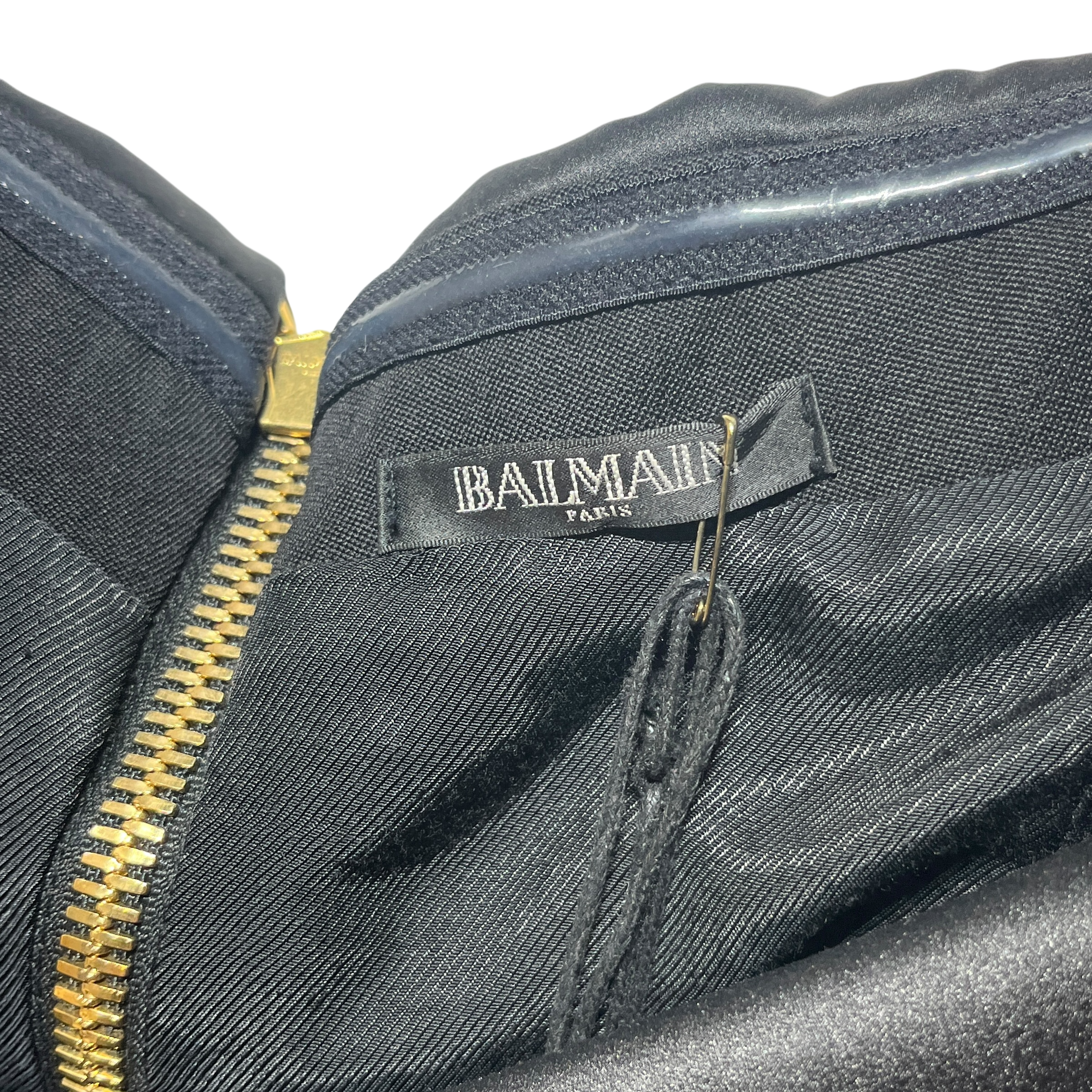 BALMAIN/SL Dress/36/Wool/BLK/Off the Shoulder Double Button view 4