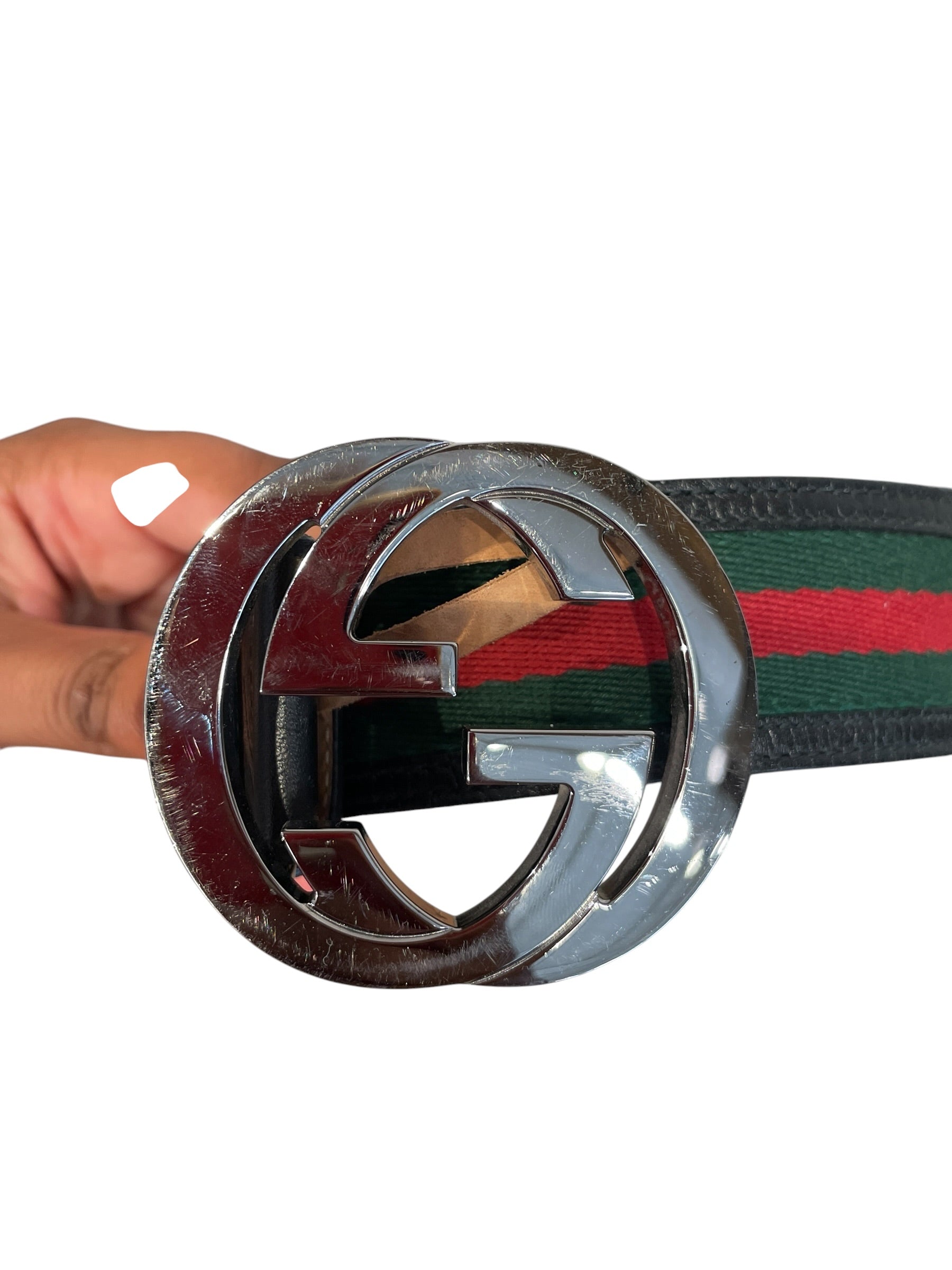 GUCCI/Accessories/Stripe/Leather/MLT/M's/STRIPED GG BELT view 3