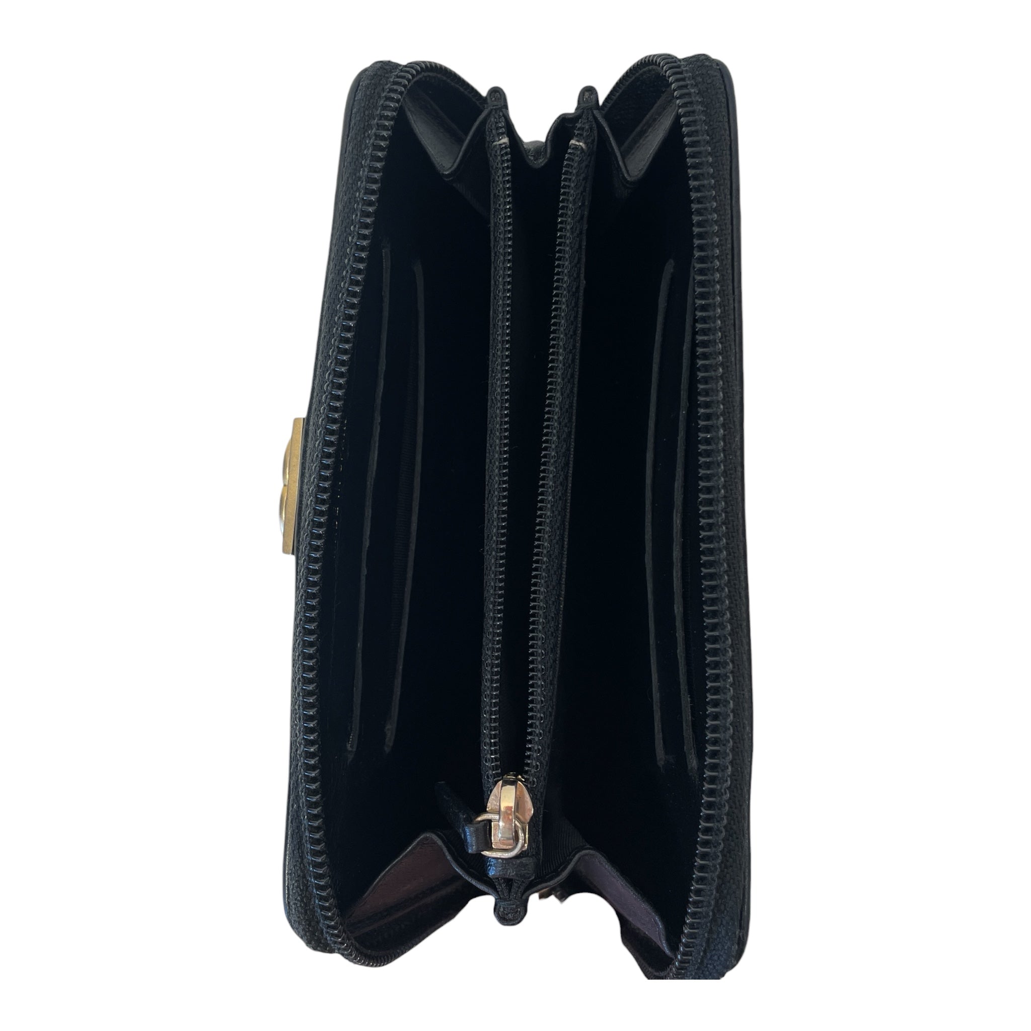 CHANEL/Bifold Wallet/Leather/BLK/QUILTED ZIP AROUND view 3