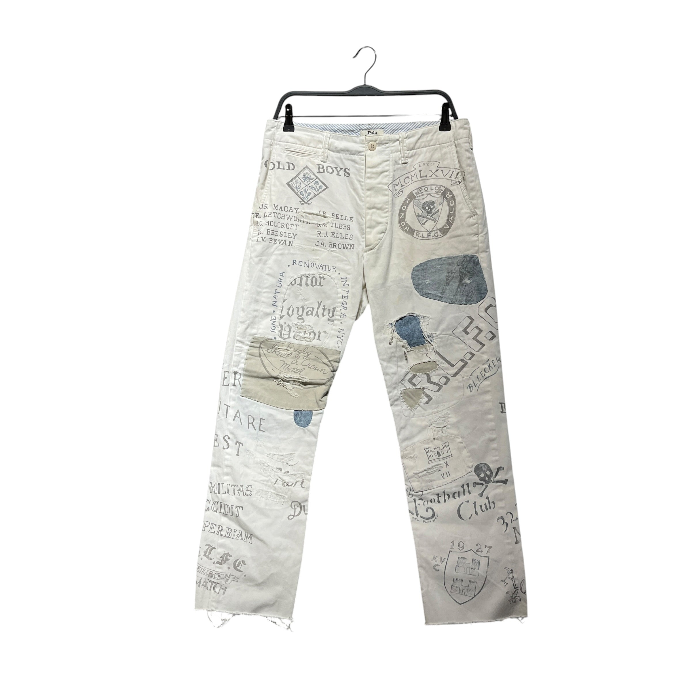 POLO RALPH LAUREN/Skinny Pants/30/Cotton/WHT/All Over Print/Repaired Graffiti Pants view 1