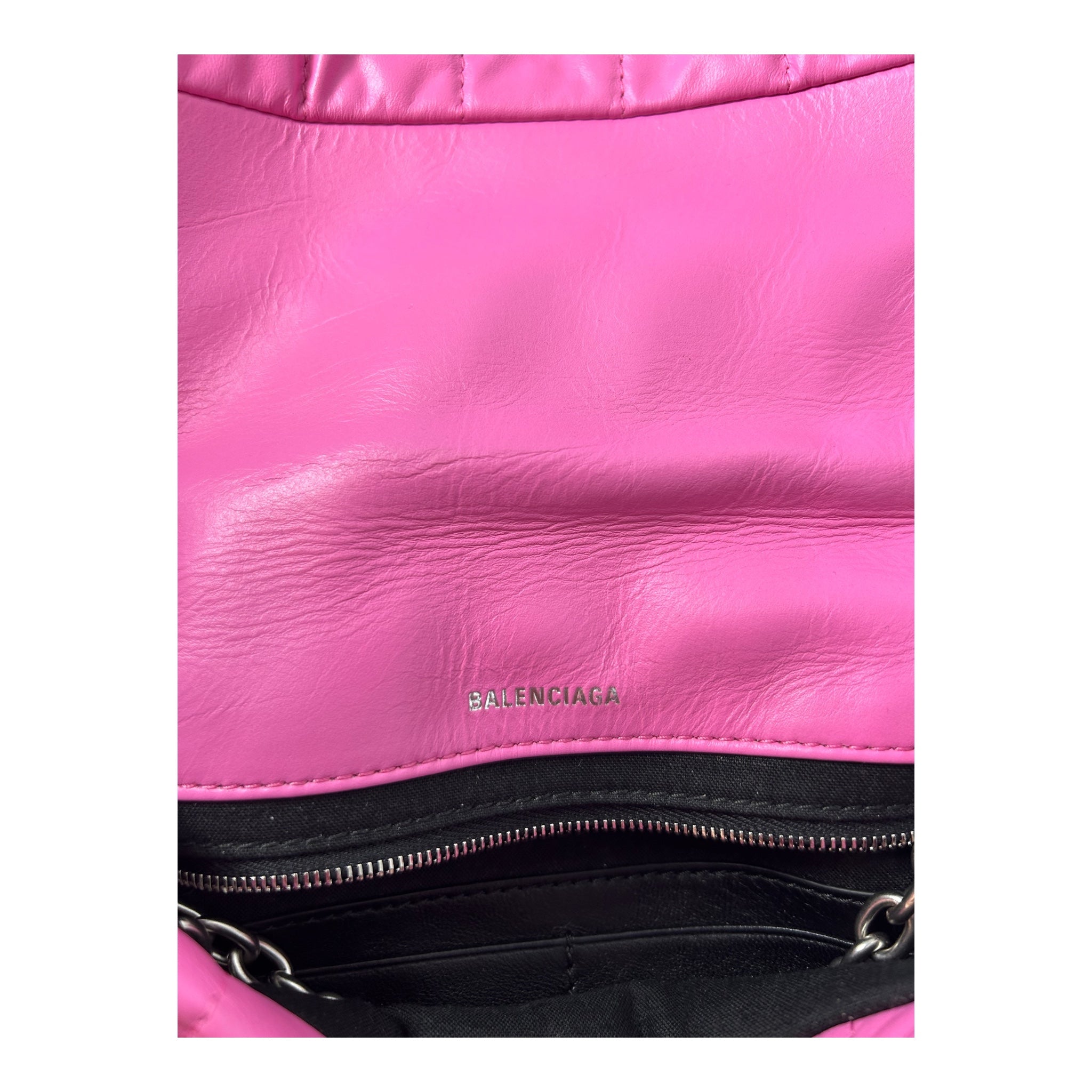 BALENCIAGA/Cross Body Bag/Leather/PNK/SPRAYED QUILTING SILVER CHAIN view 6