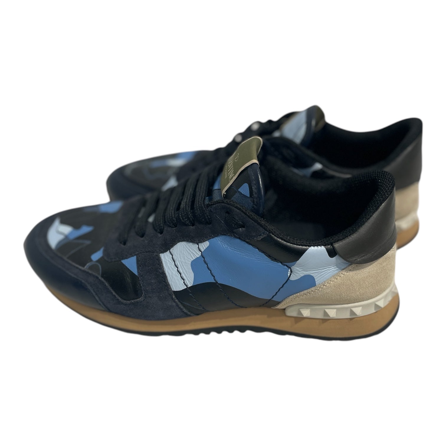 VALENTINO GARAVANI/Low-Sneakers/EU 41.5/Camouflage/Suede/BLU/heel studds white view 2