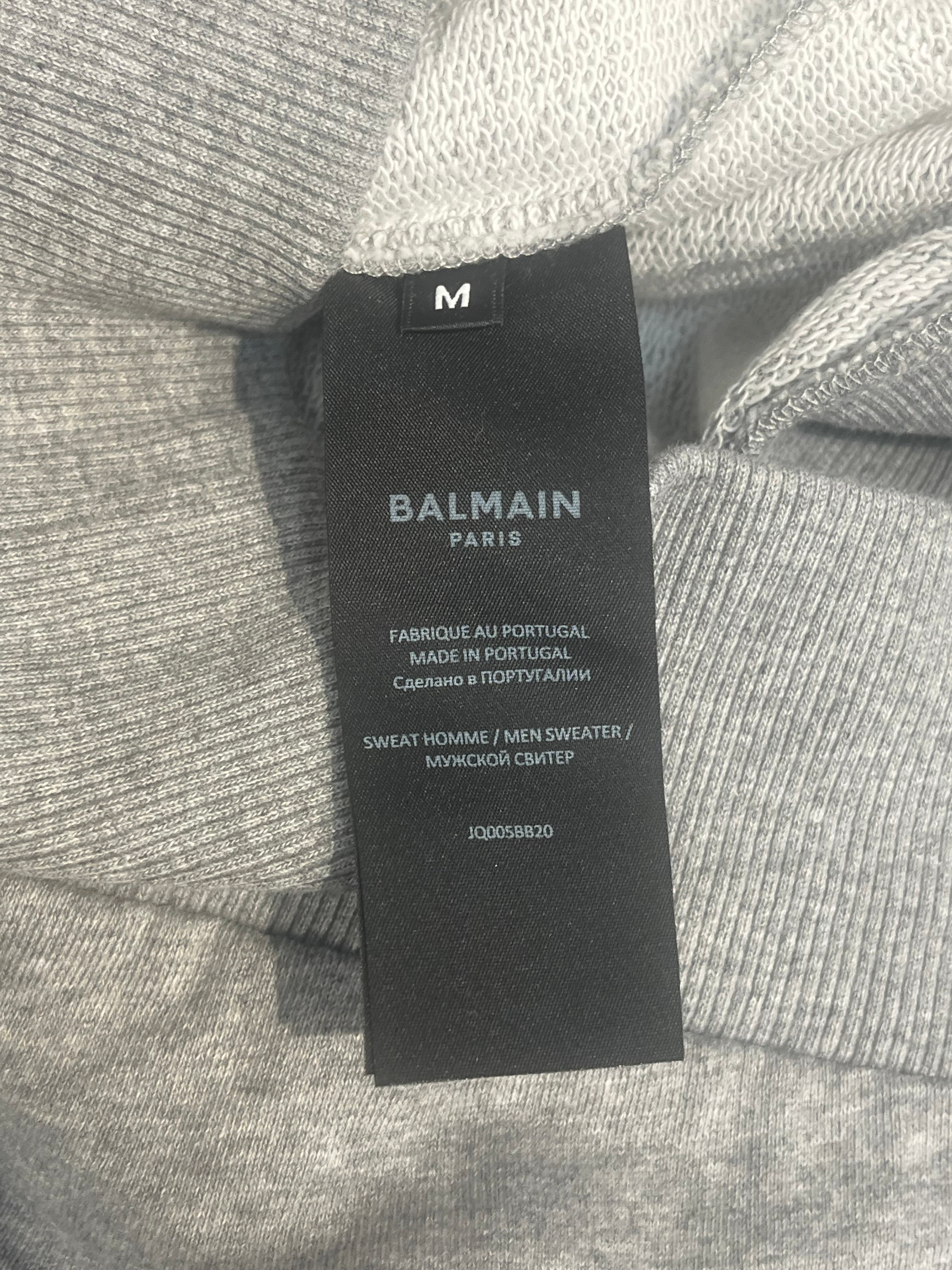 BALMAIN/Sweatshirt/M/Cotton/GRY/GRAY EMBOSSED LOGO SWEATSHIRT view 4