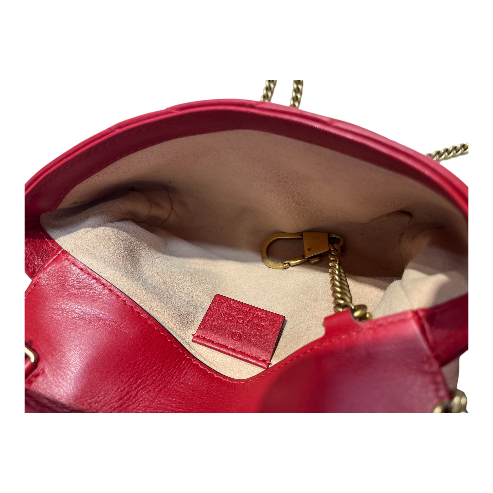 GUCCI/Bag/Leather/RED/MINI MARMONT CHAIN view 4