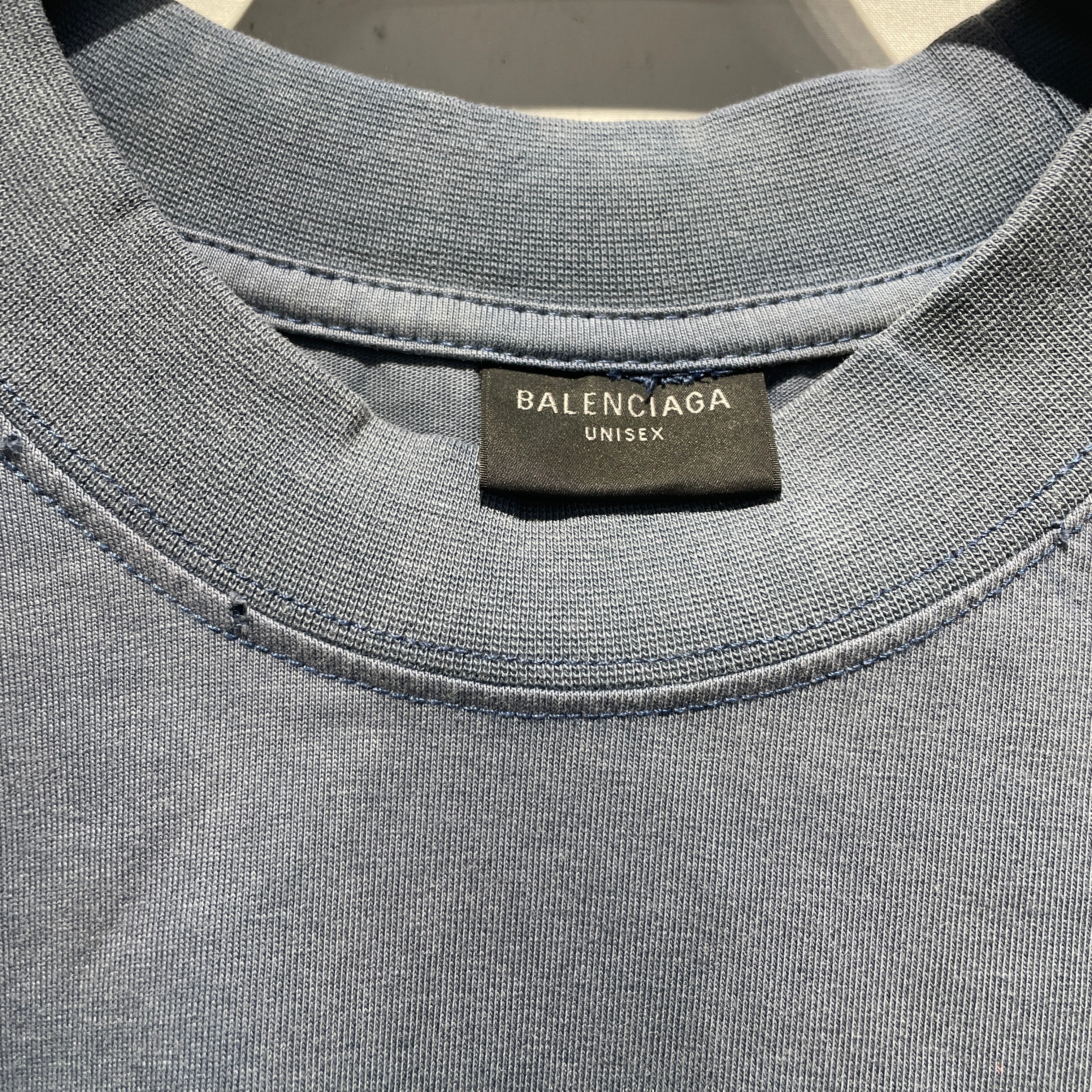 BALENCIAGA/T-Shirt/M/Cotton/BLU/Graphic/ view 3